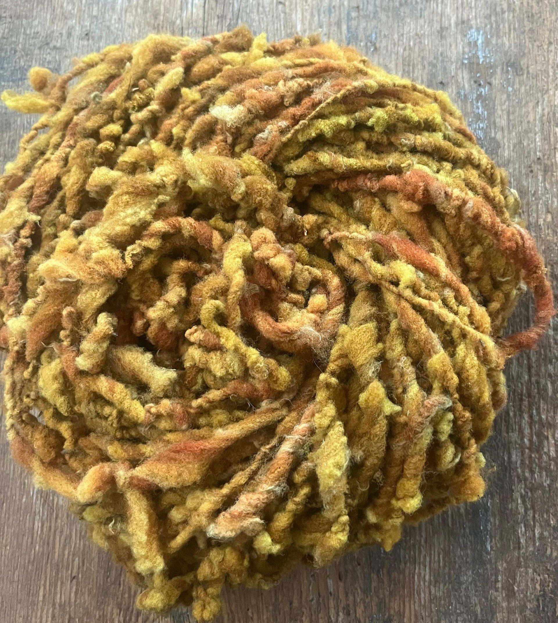 Maize - 50 yards nubbly handspun southdown wool art yarn