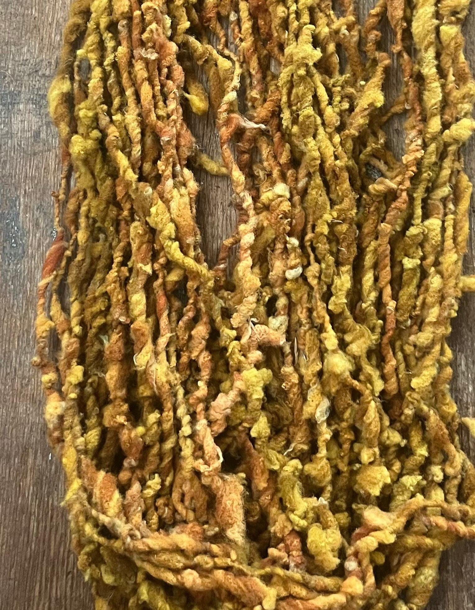 Maize - 50 yards nubbly handspun southdown wool art yarn