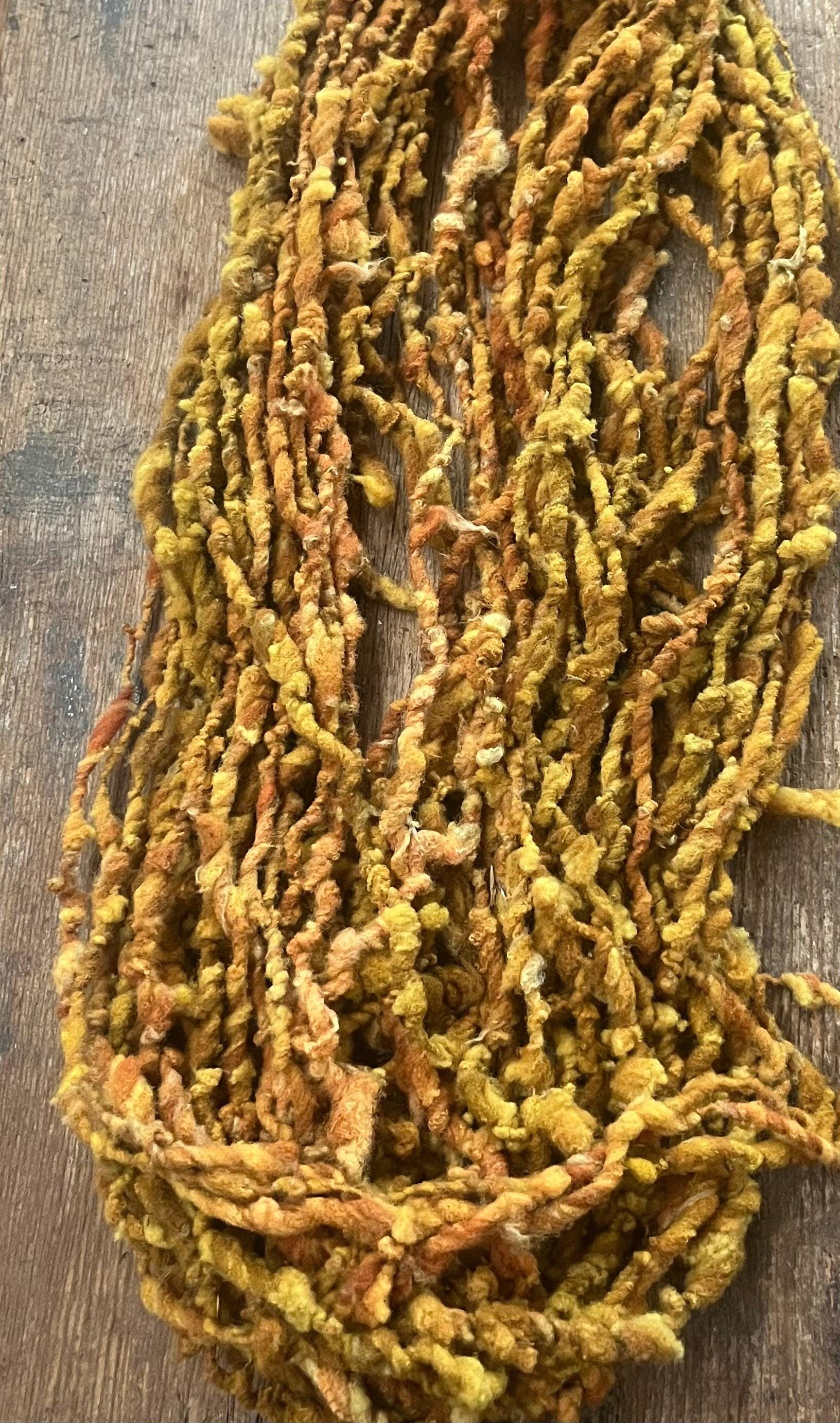 Maize - 50 yards nubbly handspun southdown wool art yarn