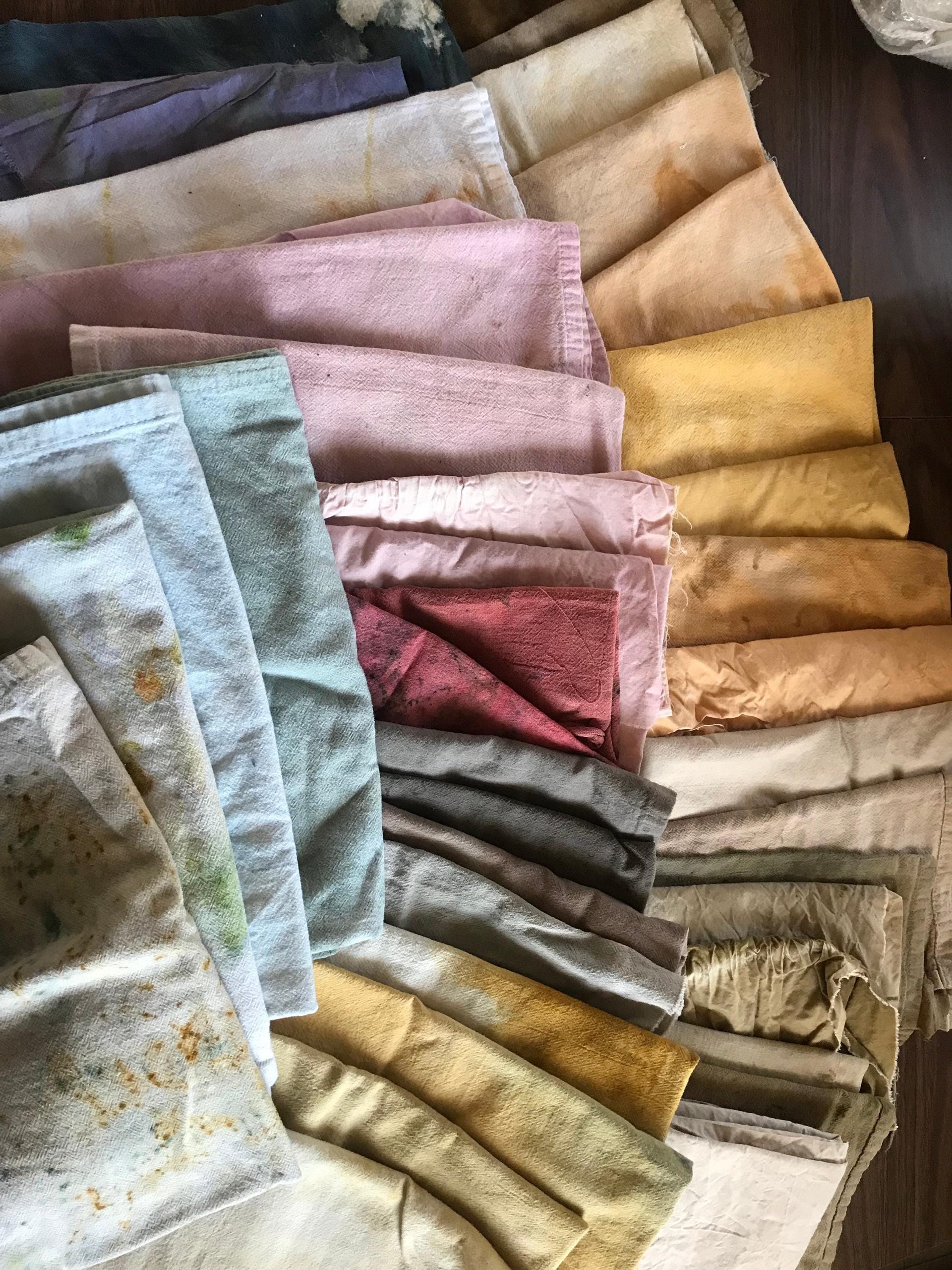 Naturally dyed scrappy fabric bundle