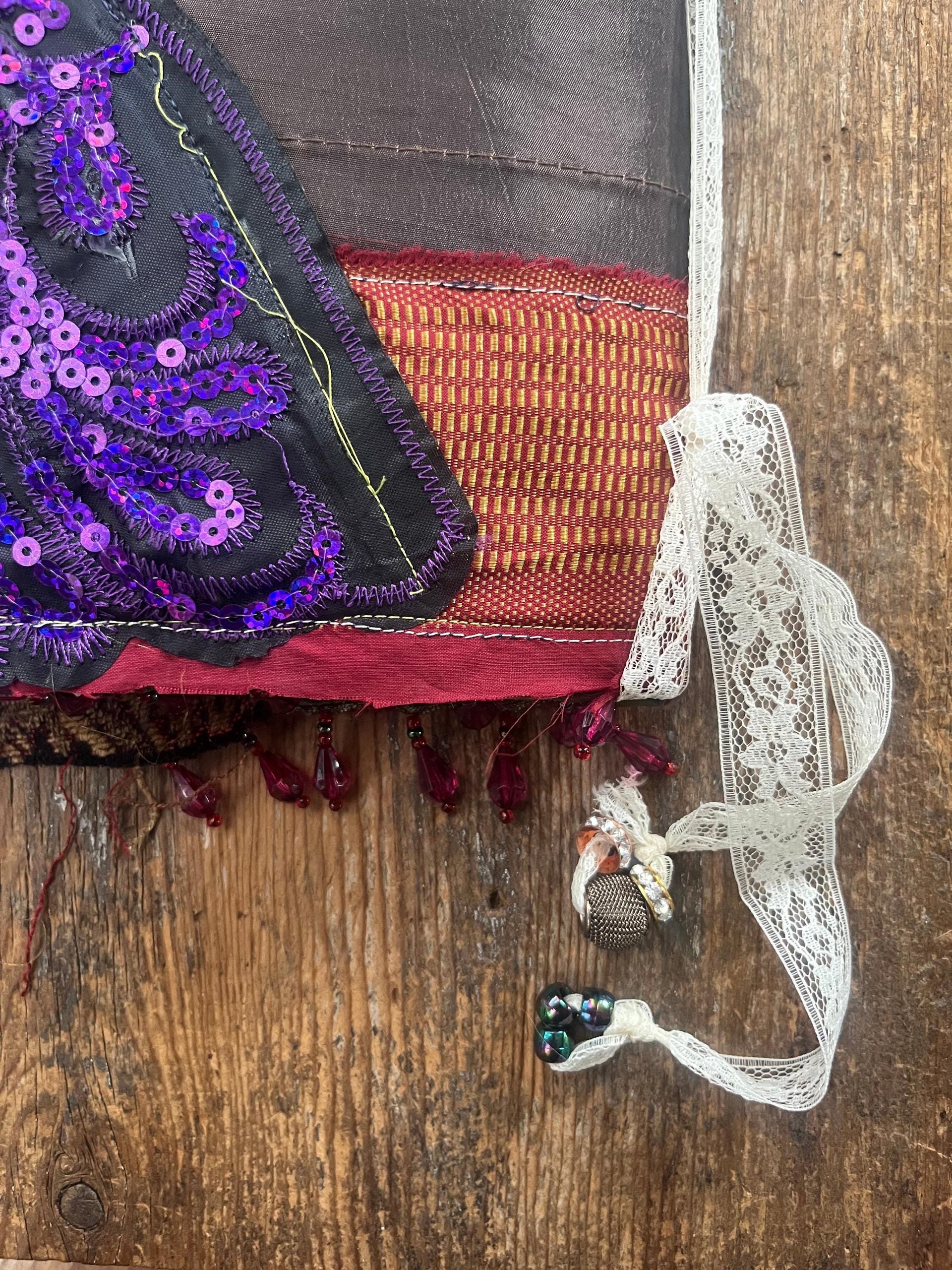 Flights of Fancy 108 page beaded, sewn, flexible, upcycled, boho art journal