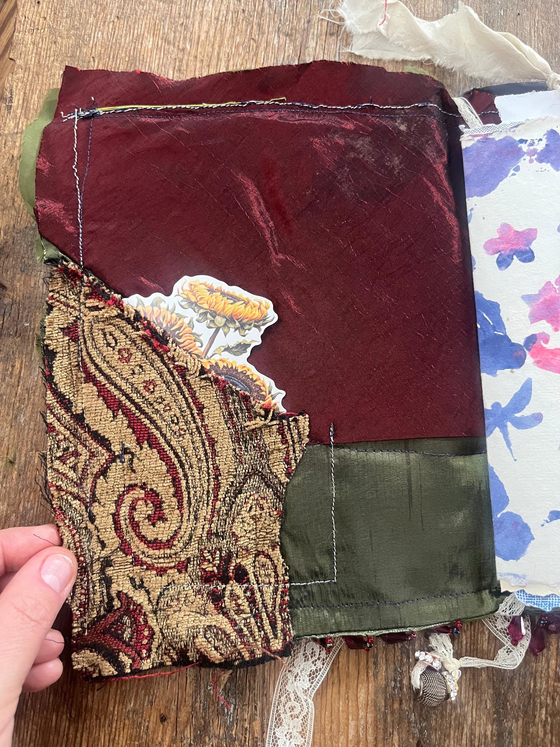 Flights of Fancy 108 page beaded, sewn, flexible, upcycled, boho art journal