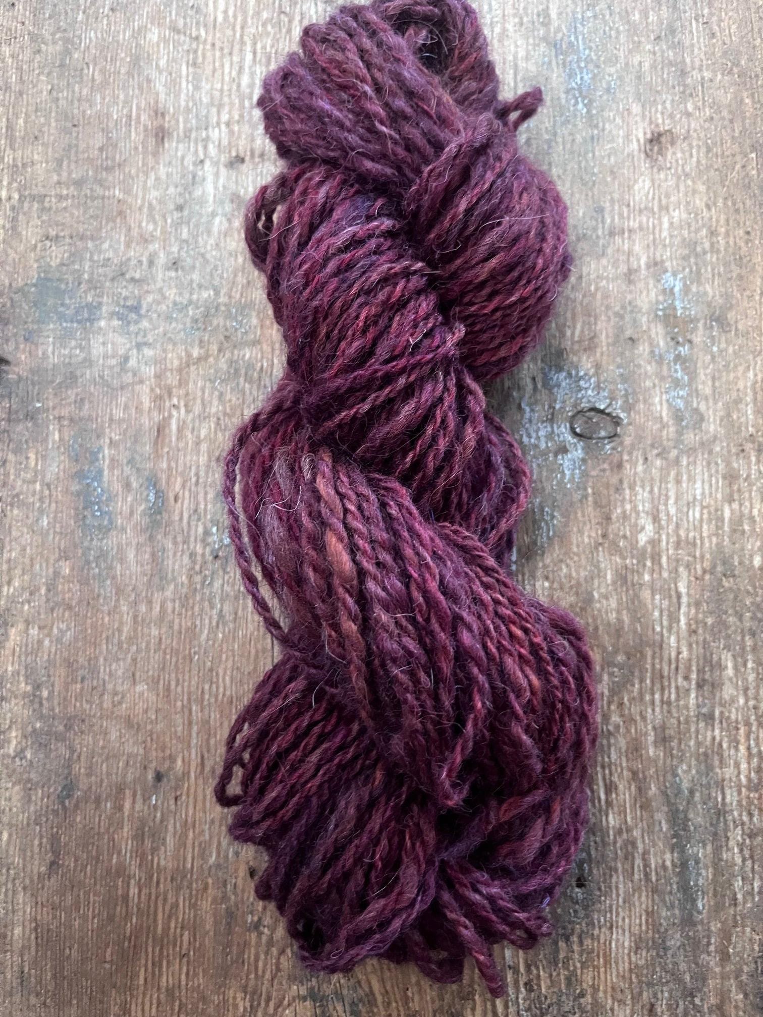 Raspberry Fool - 50 yards light bulky handspun yarn