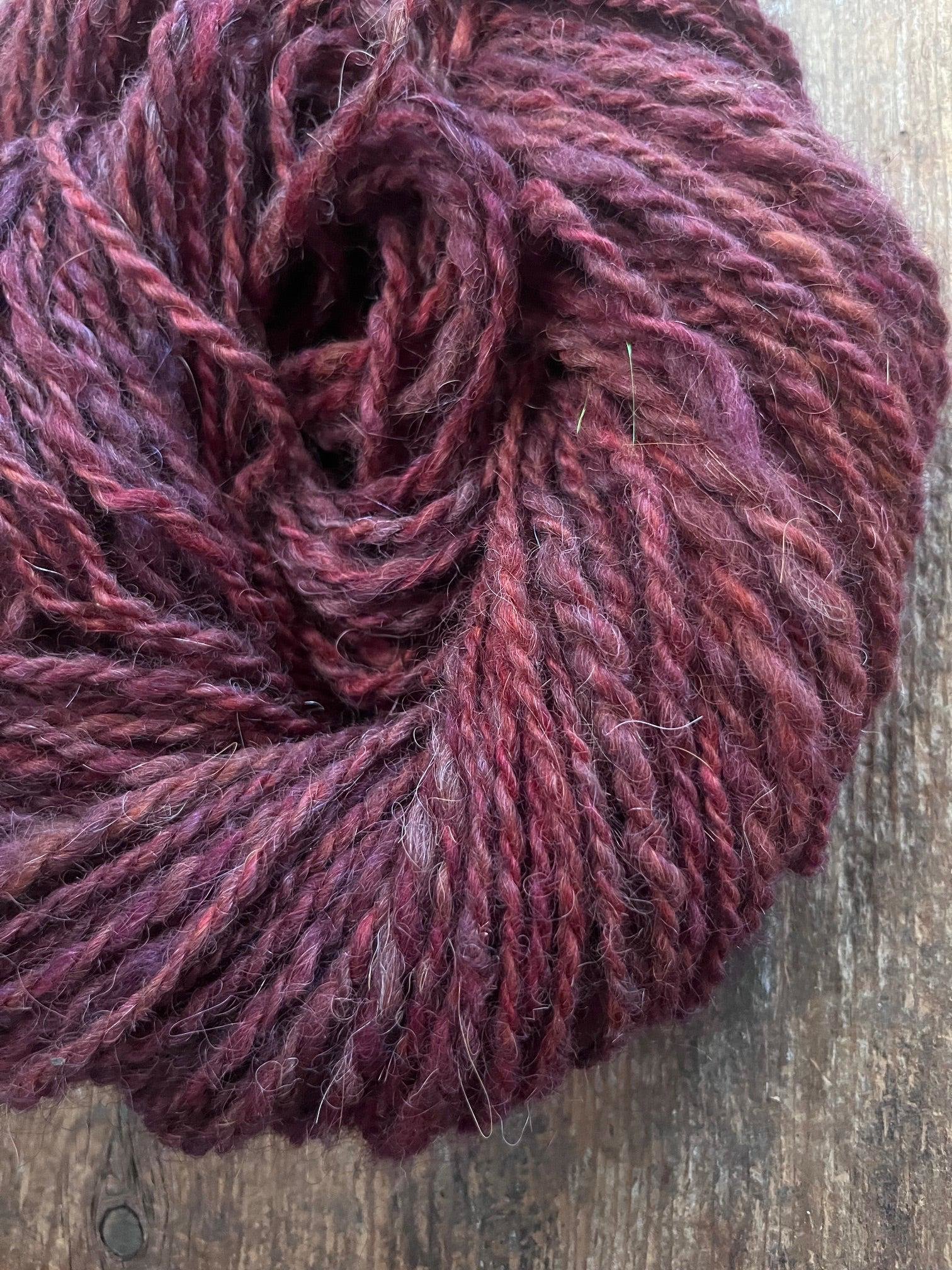 Raspberry Fool - 50 yards light bulky handspun yarn