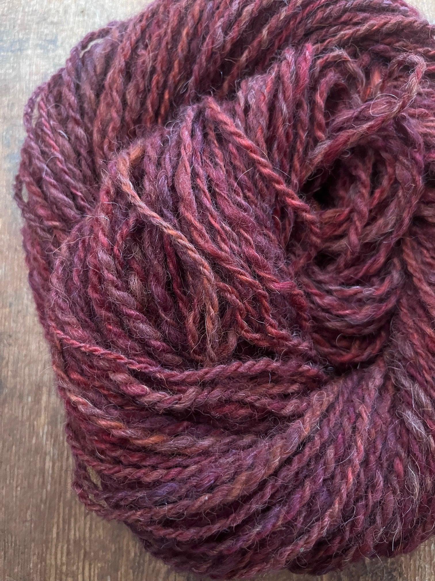 Raspberry Fool - 50 yards light bulky handspun yarn
