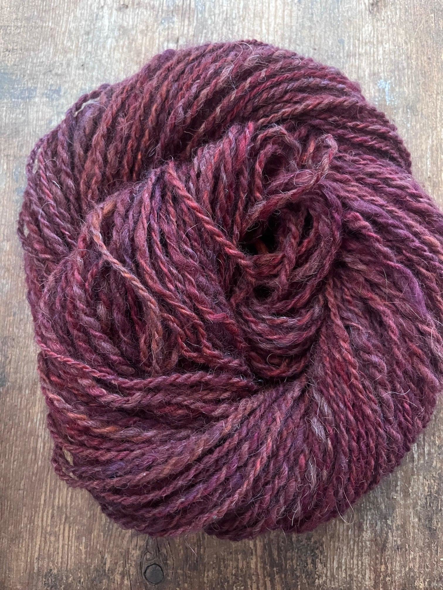 Raspberry Fool - 50 yards light bulky handspun yarn