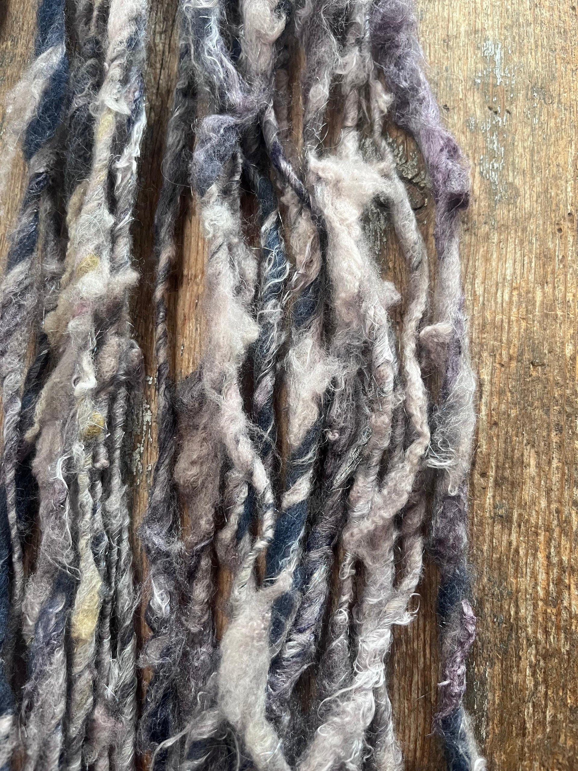 Logwood purple-grey naturally dyed luxury fiber art yarn, 20 yards