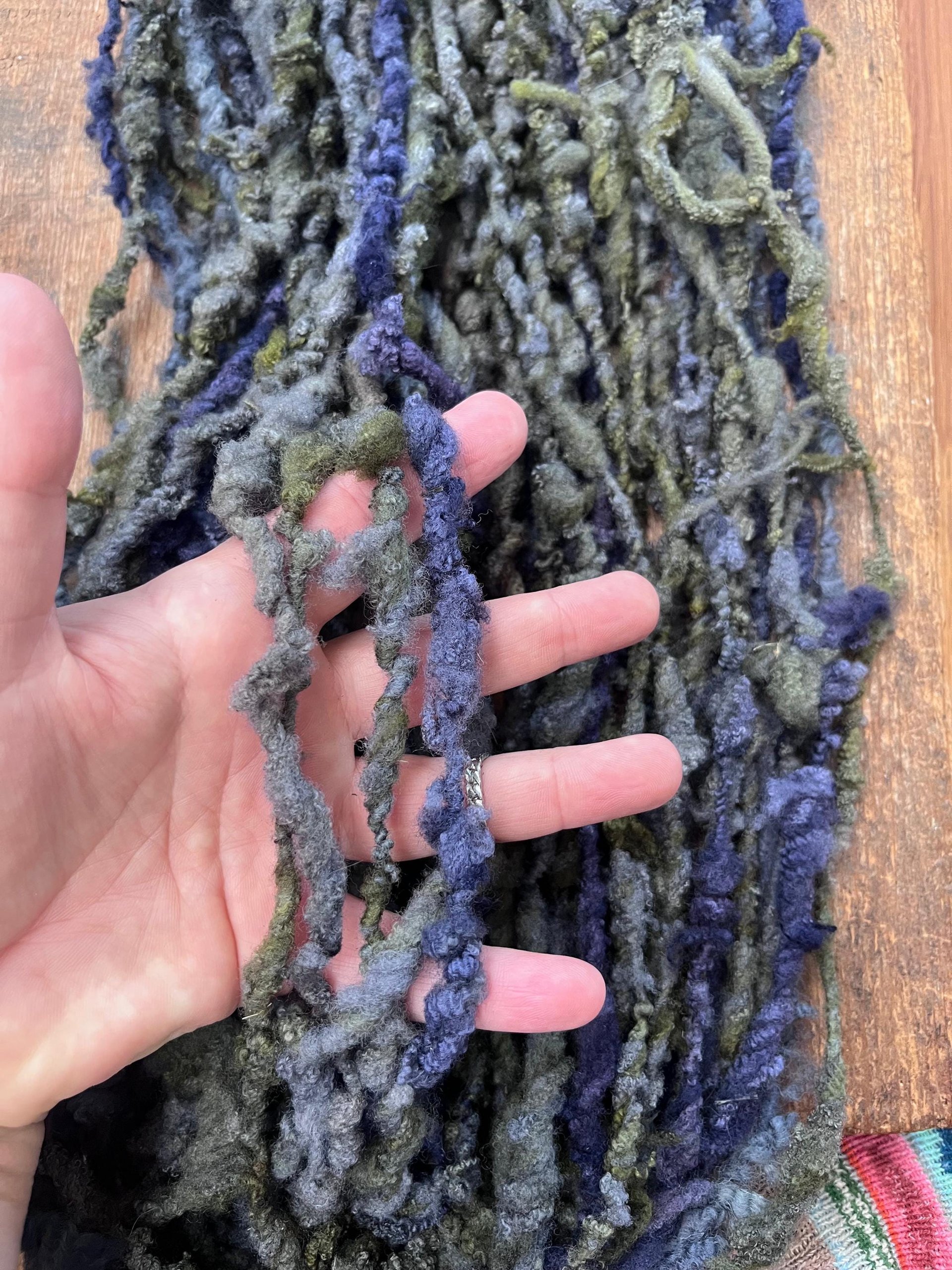 World Peace, handspun nubbly Southdown wool art yarn