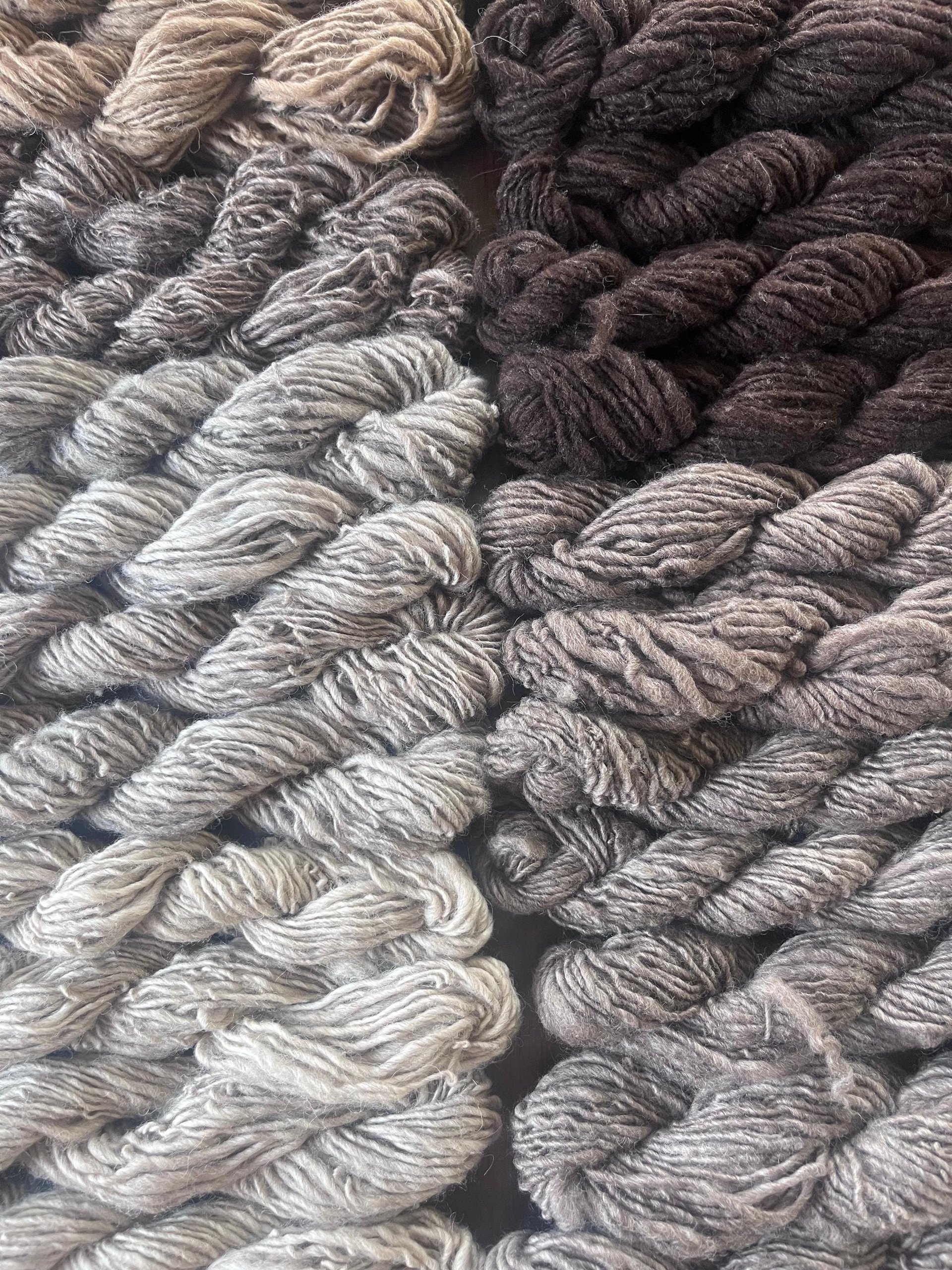 2000 yard lot handspun Shetland wool, 8 natural colors