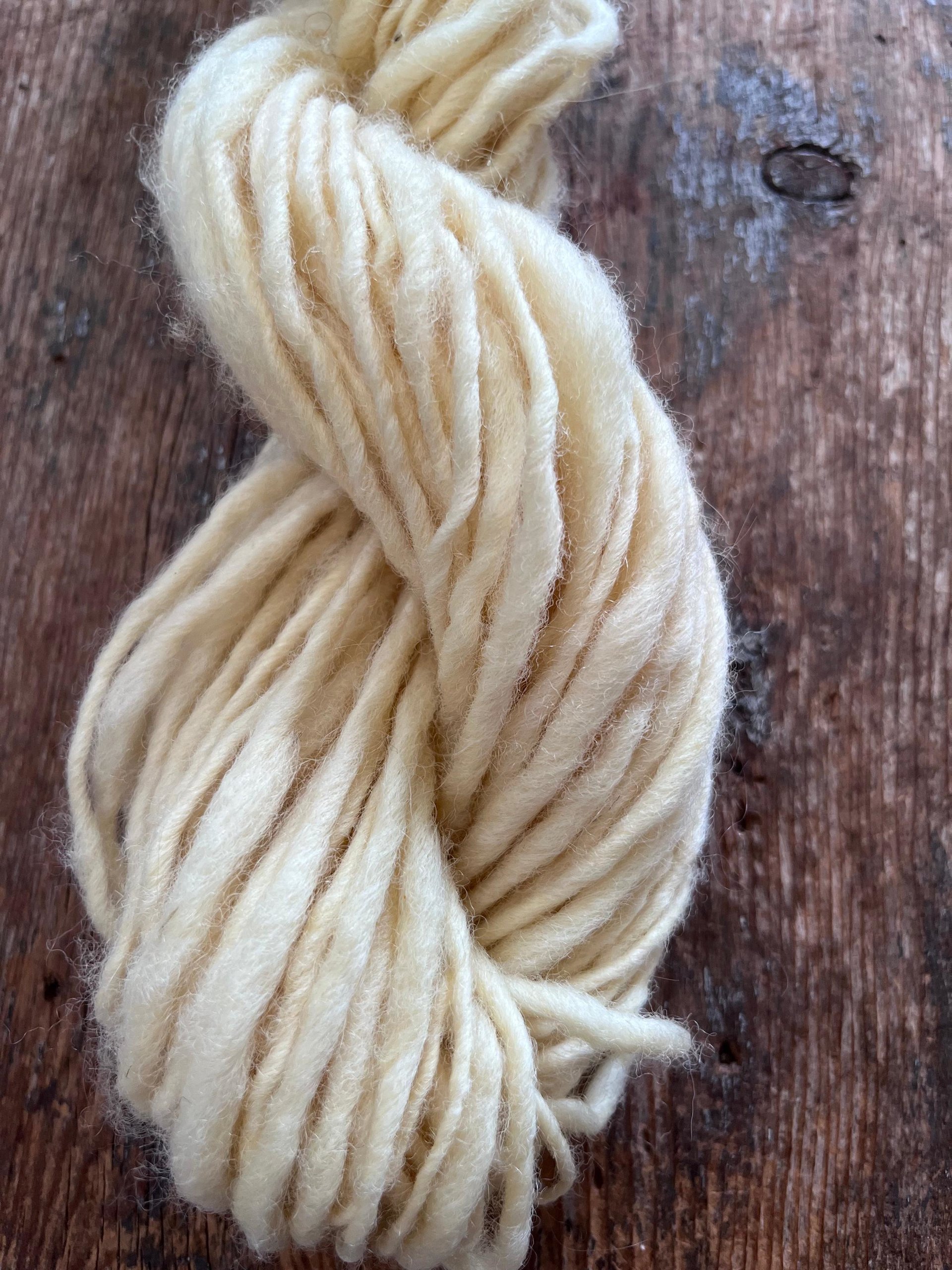 Buttery cream white handspun undyed yarn, 50 yards