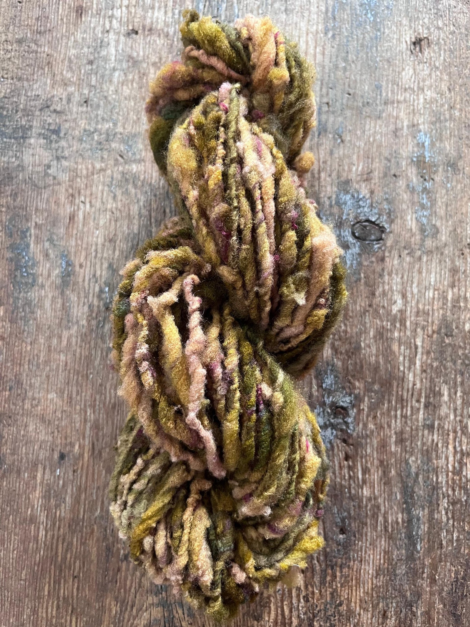 Hellebore, handspun nubbly squishy chunky handspun Southdown wool art yarn