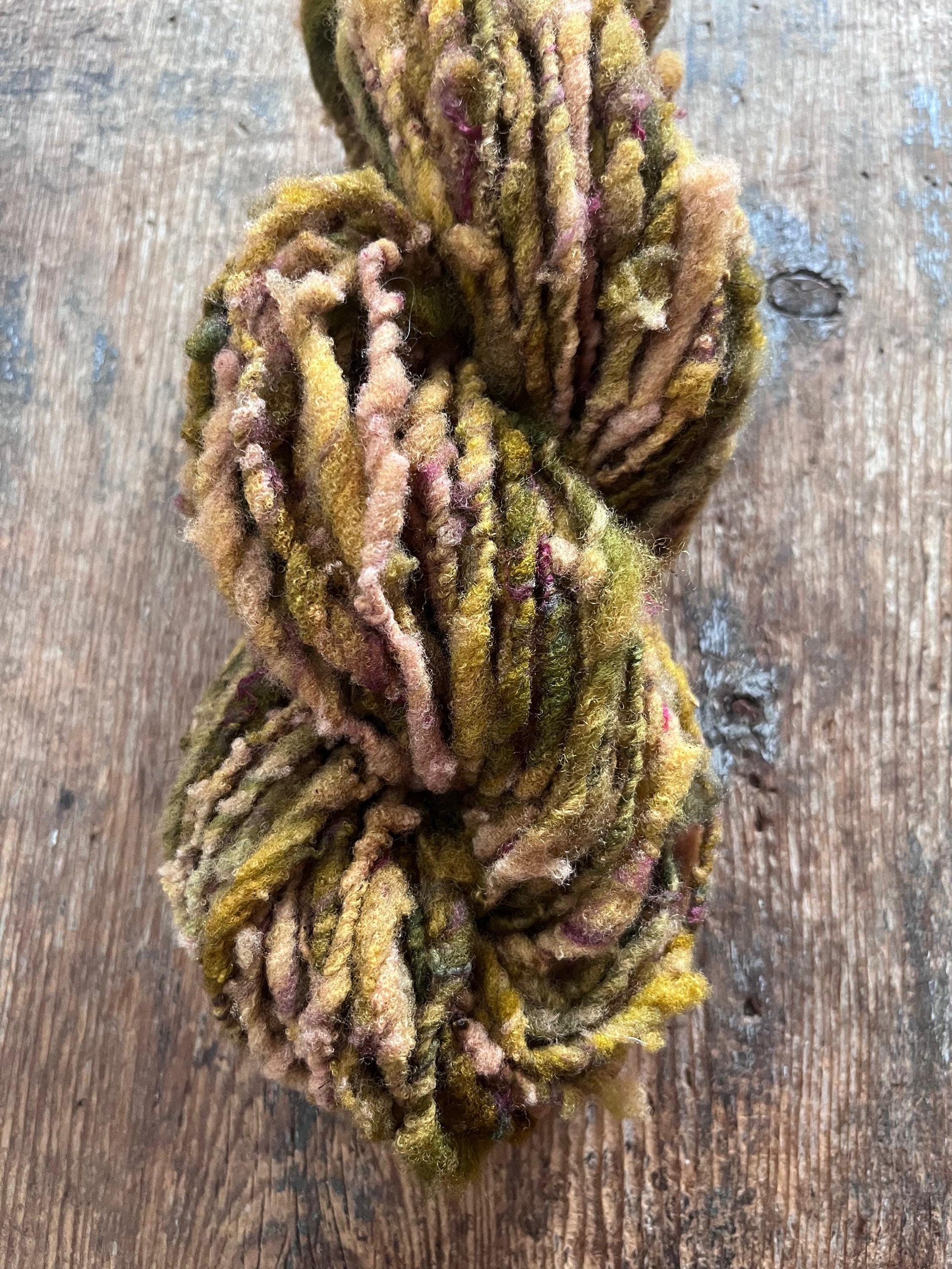 Hellebore, handspun nubbly squishy chunky handspun Southdown wool art yarn