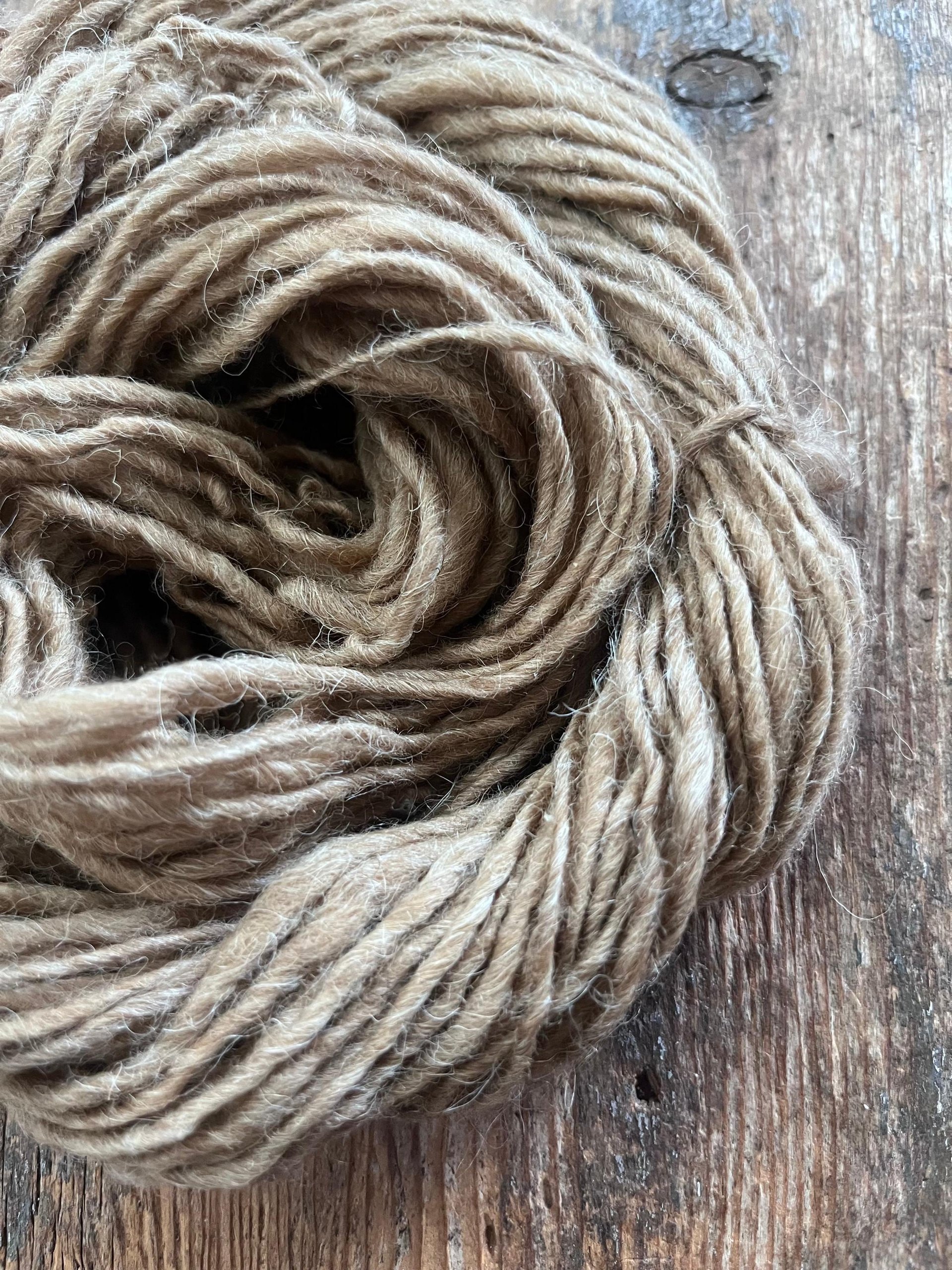 Caramel tan handspun Shetland wool yarn, 50 yards