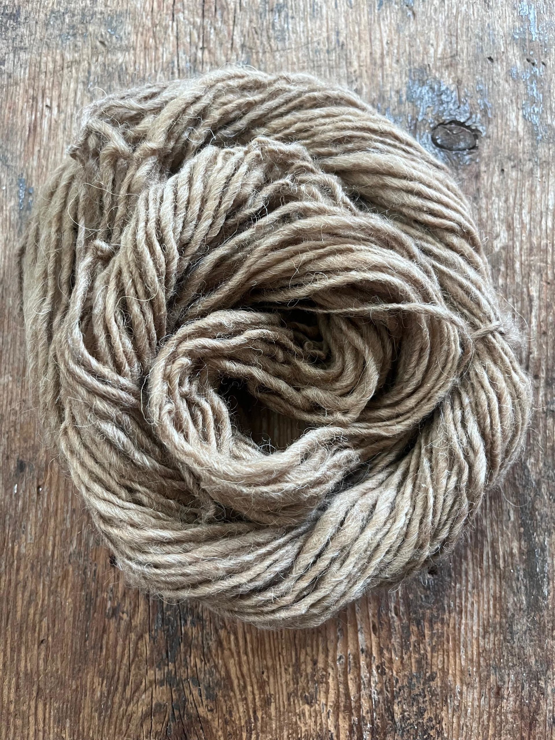 Caramel tan handspun Shetland wool yarn, 50 yards