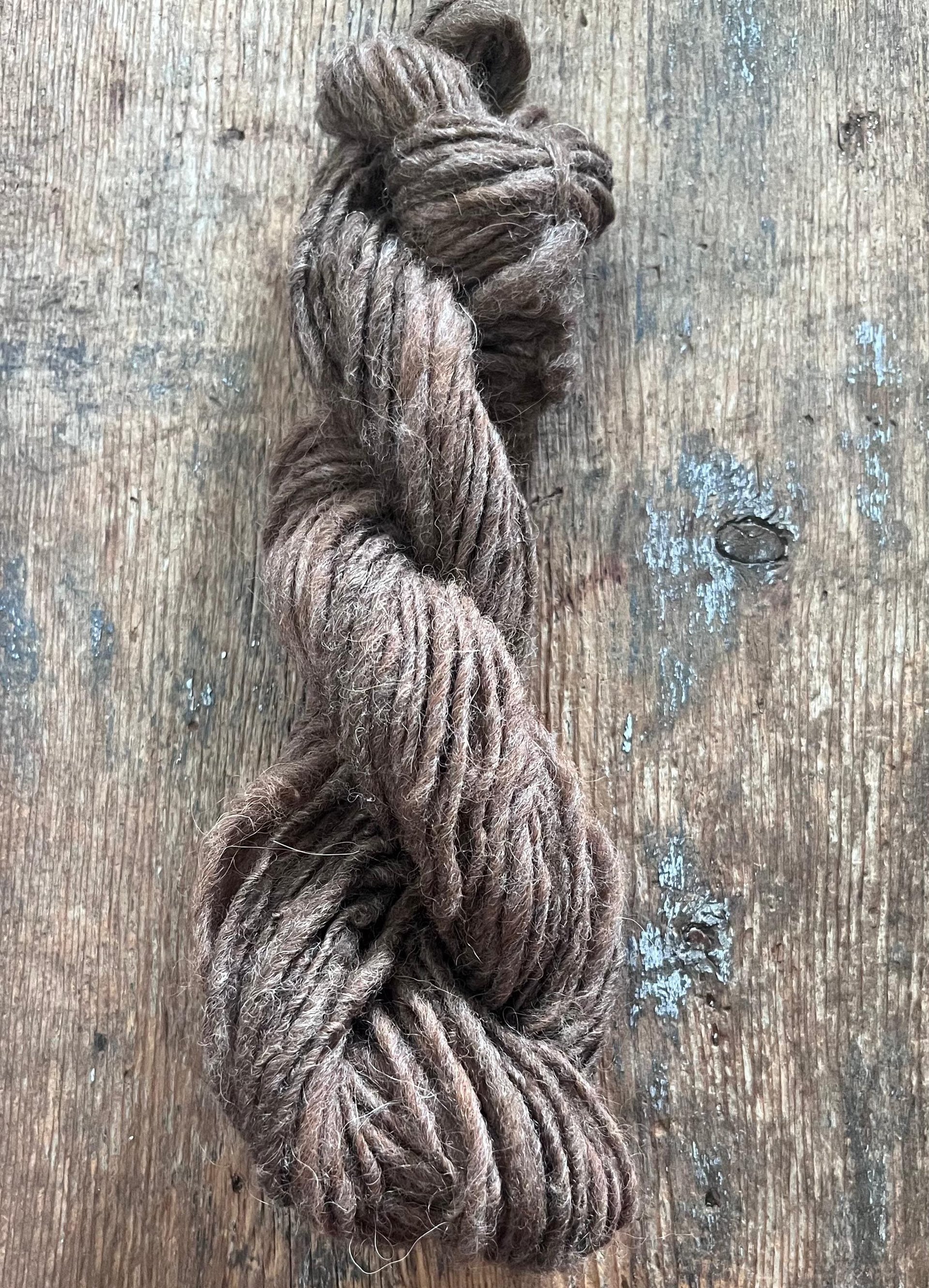 Medium brown handspun Shetland wool yarn, 50 yards