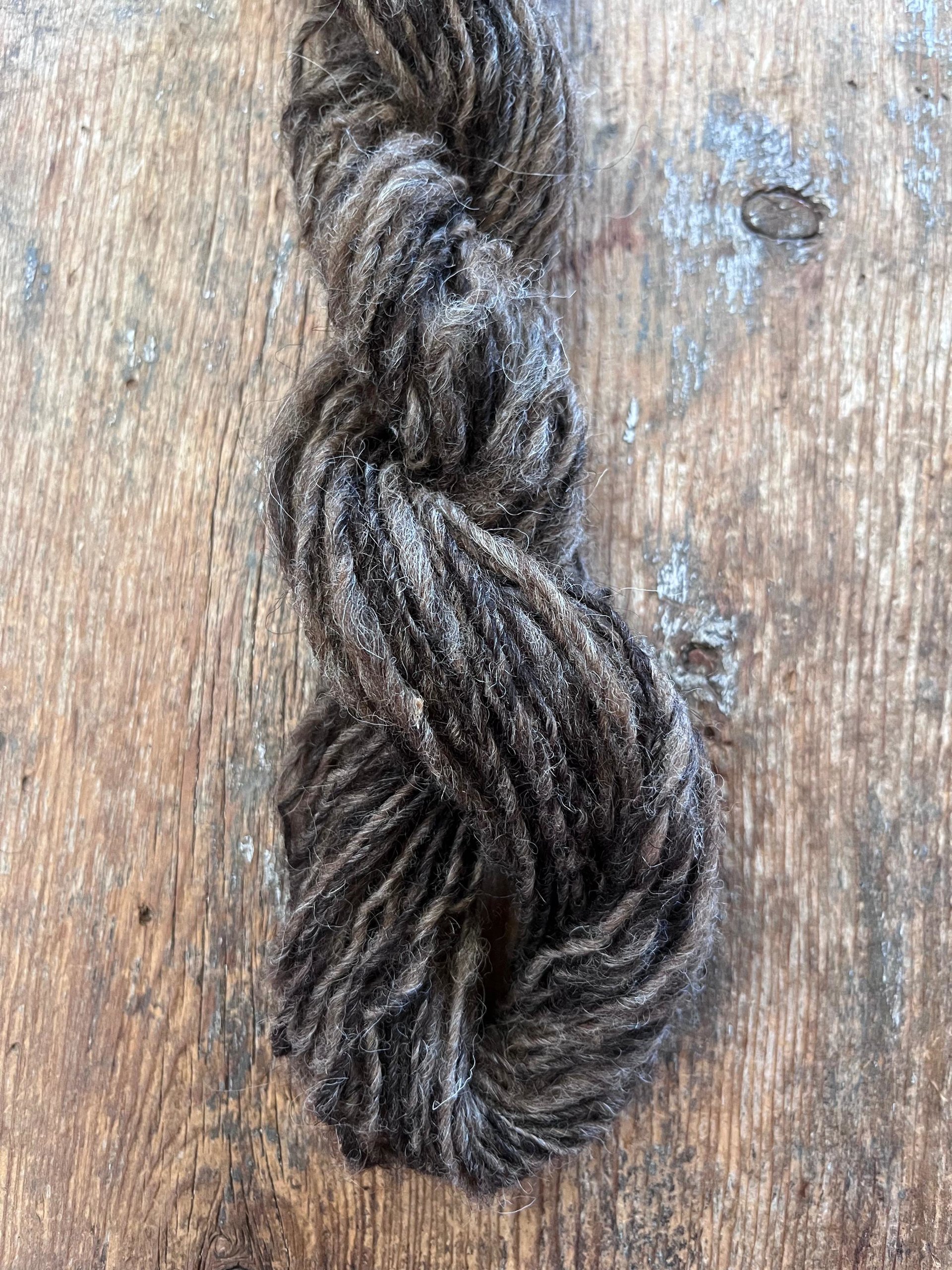Two-tone brown Shetland handspun yarn, 50 yards