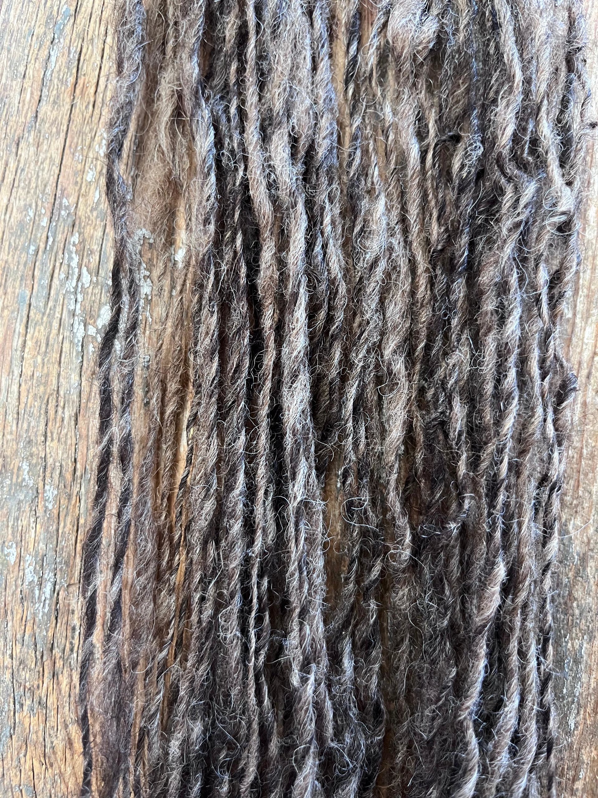 Two-tone brown Shetland handspun yarn, 50 yards