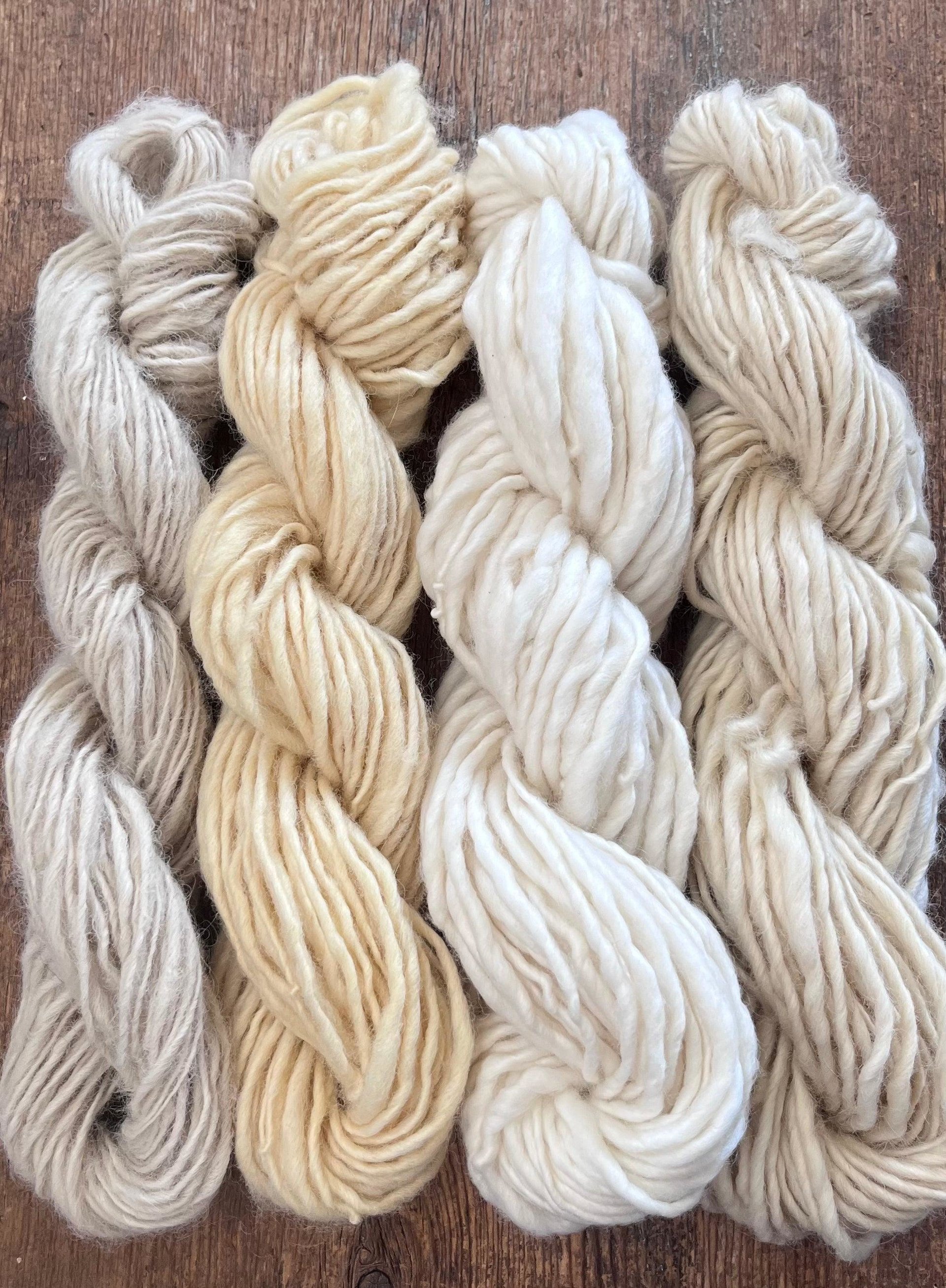 Shades of white handspun yarn set