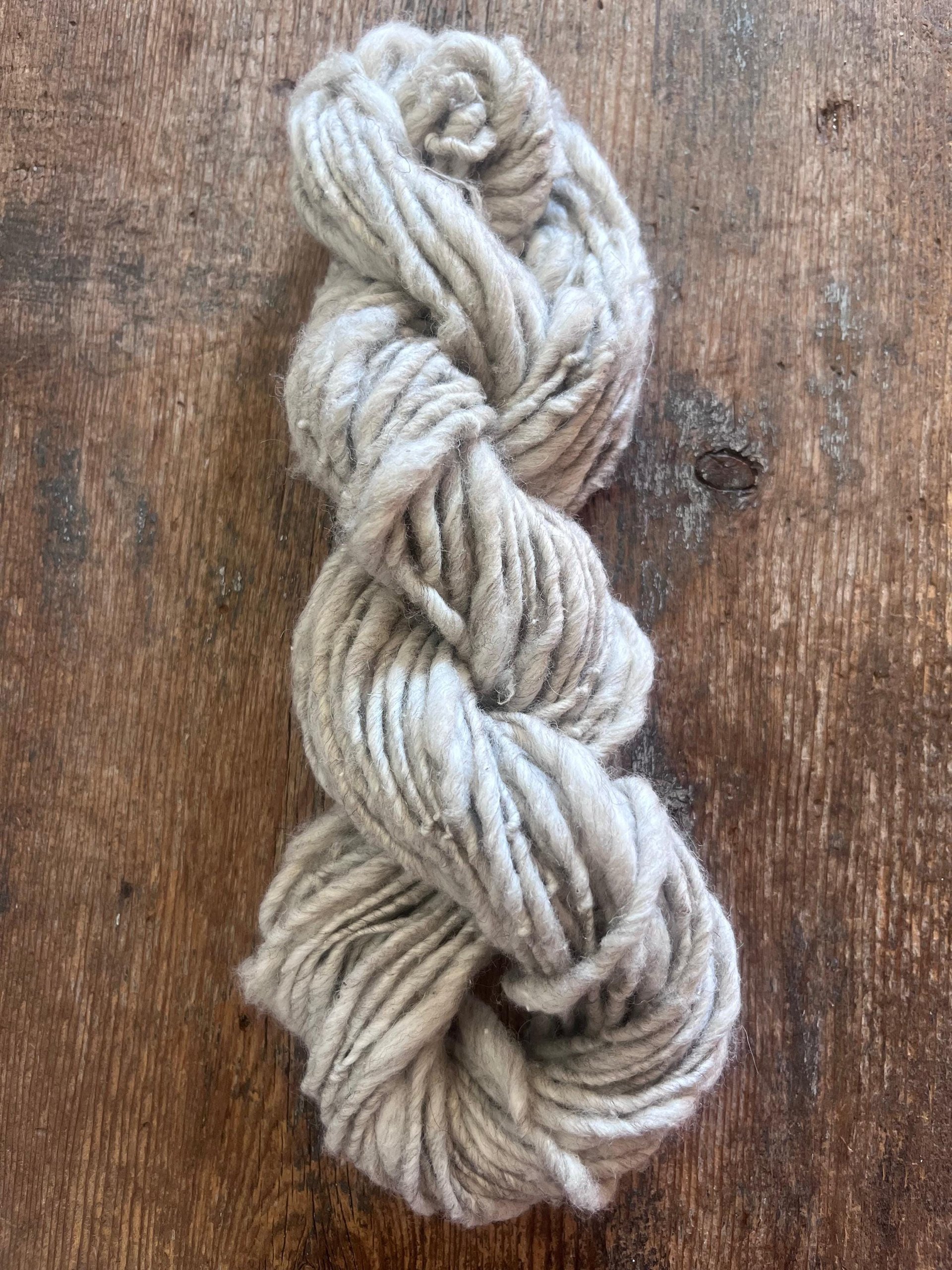 Softly silver 50/50 wool/cotton handspun bulky art yarn