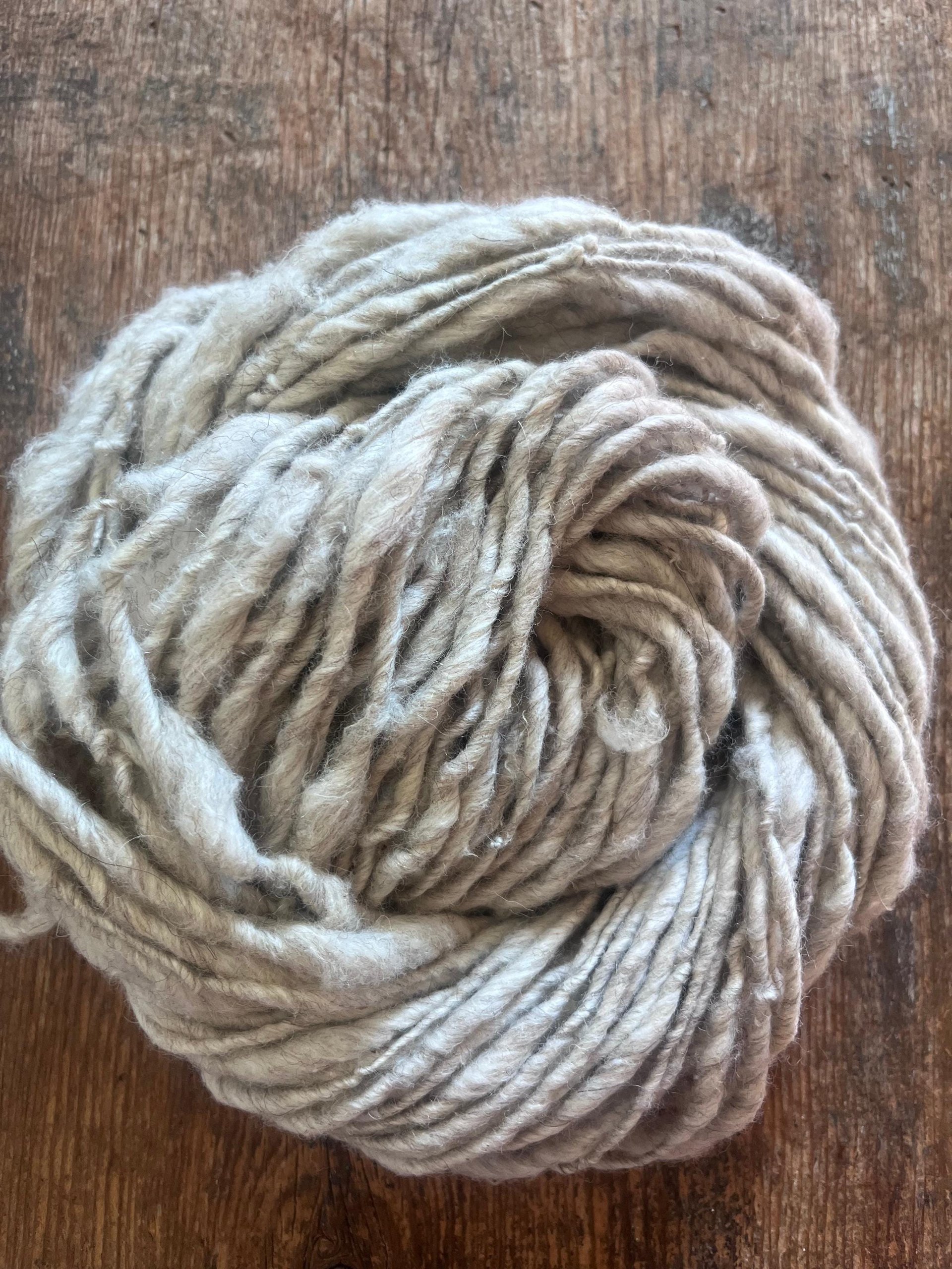 Softly silver 50/50 wool/cotton handspun bulky art yarn