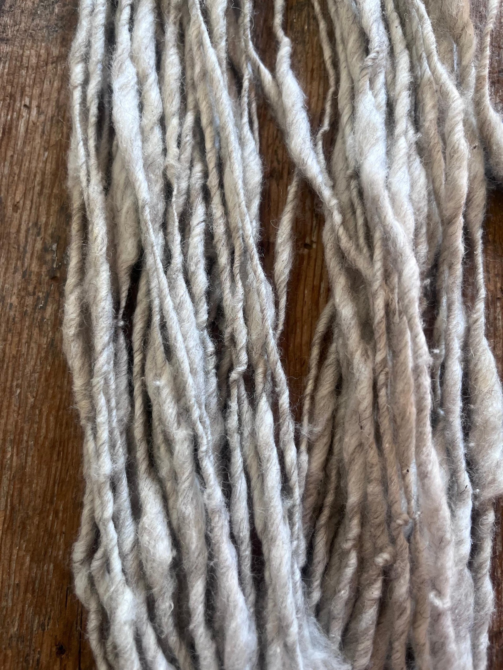 Softly silver 50/50 wool/cotton handspun bulky art yarn