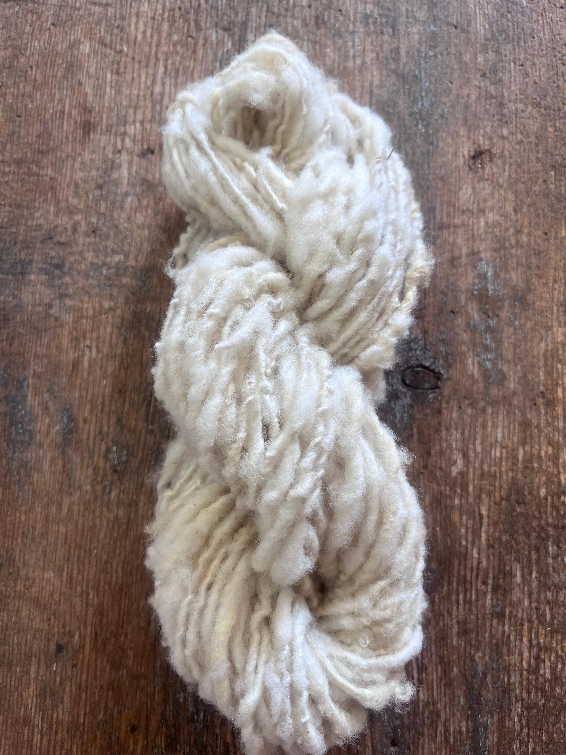 Handspun rustic white Merino art yarn, local wool, undyed