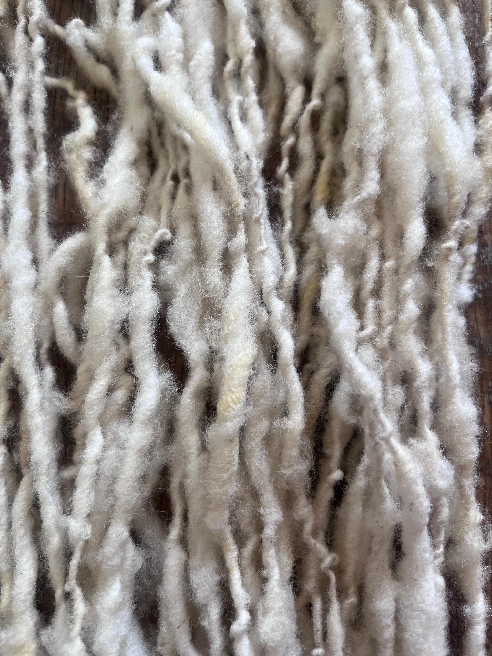 Handspun rustic white Merino art yarn, local wool, undyed