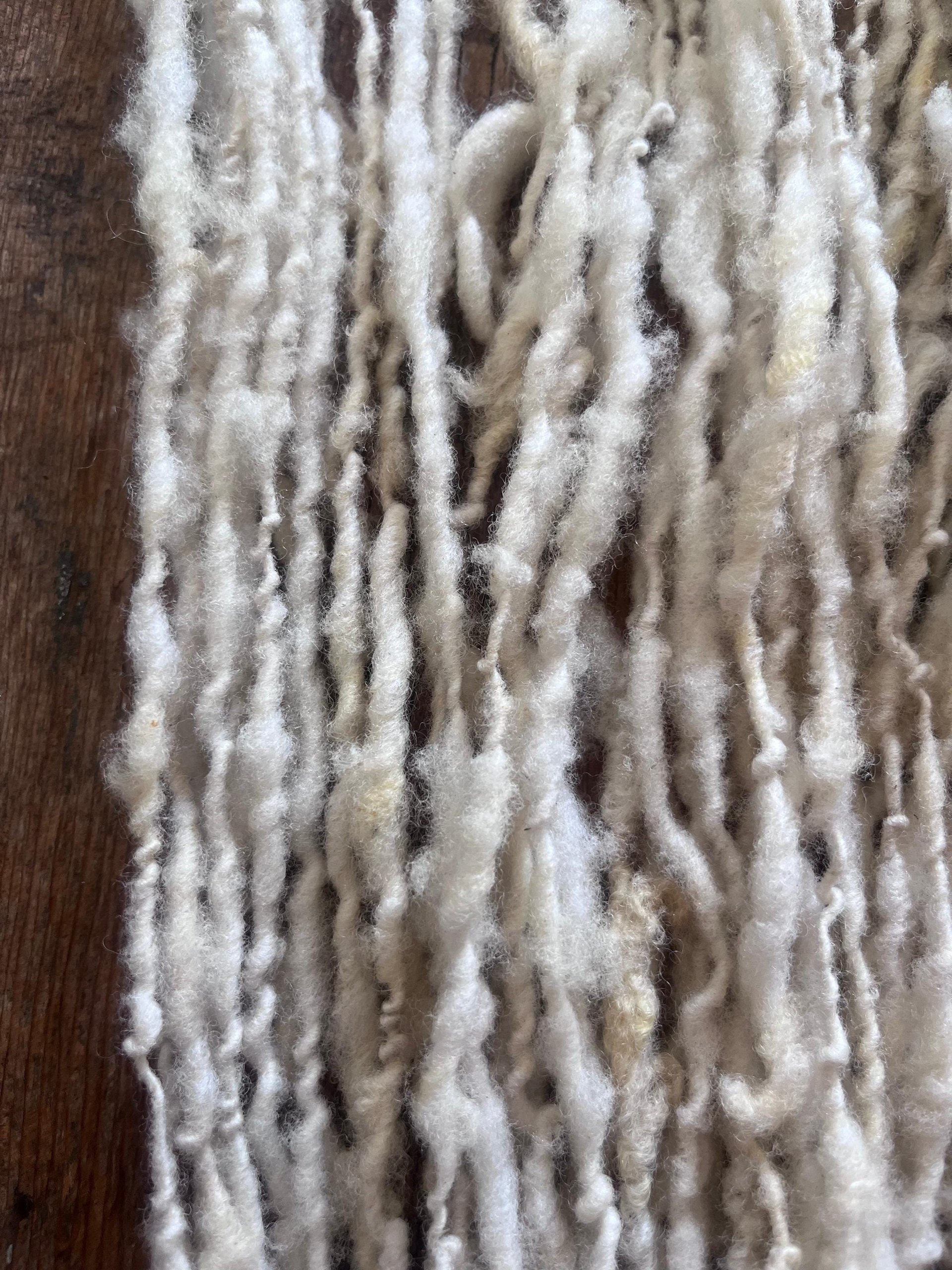 Handspun rustic white Merino art yarn, local wool, undyed