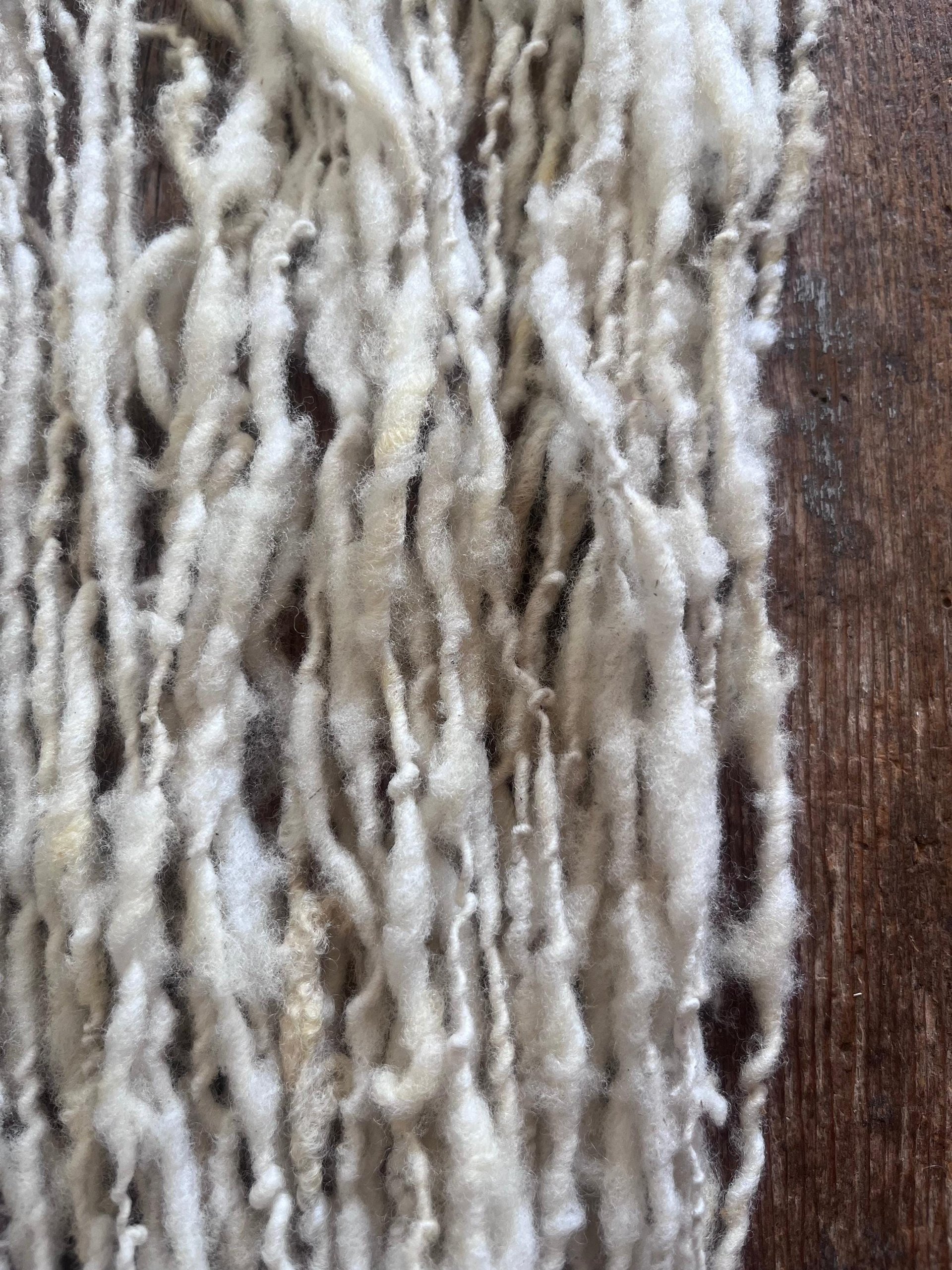 Handspun rustic white Merino art yarn, local wool, undyed
