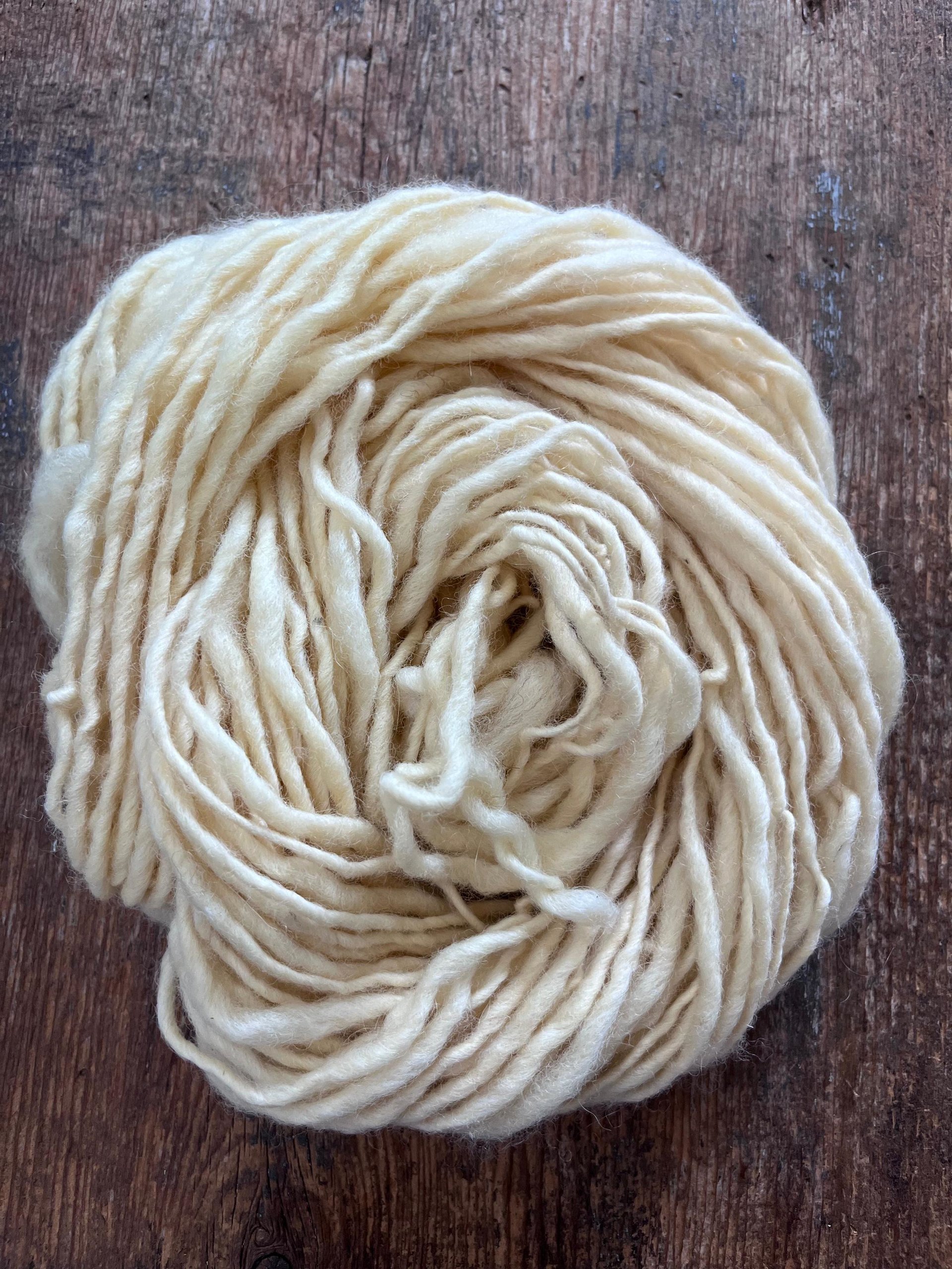 Buttery cream white handspun undyed yarn, 50 yards