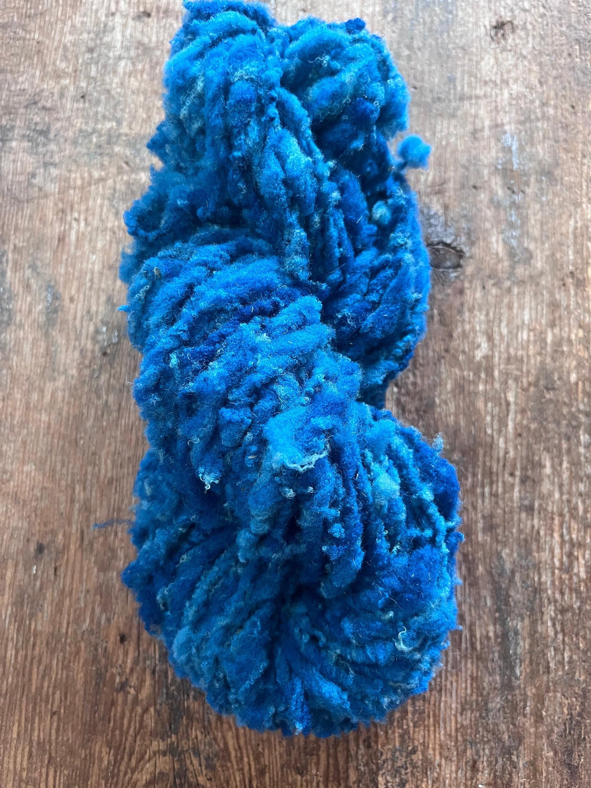 Cookie Monster Blue handspun squishy Southdown wool art yarn