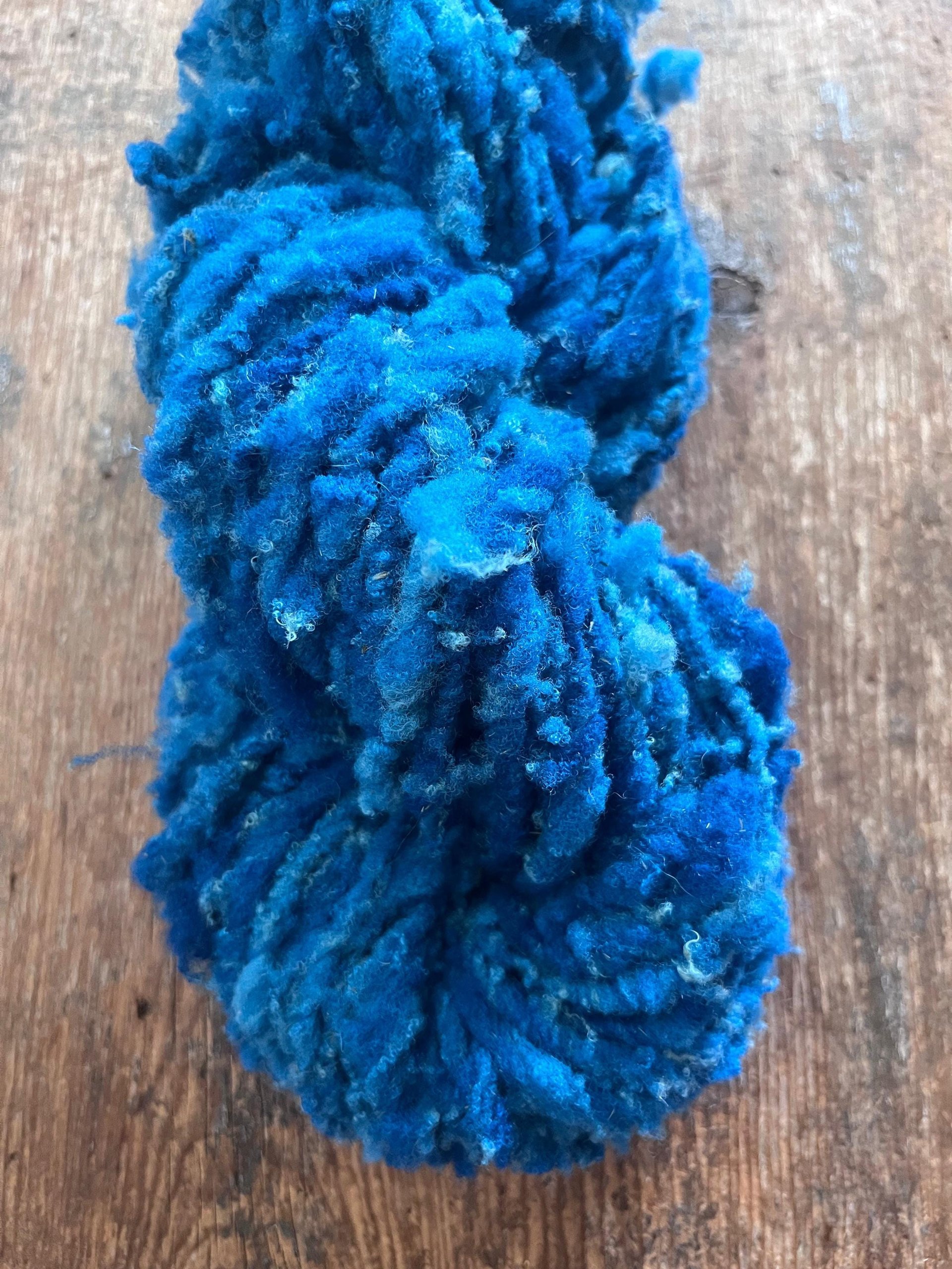 Cookie Monster Blue handspun squishy Southdown wool art yarn
