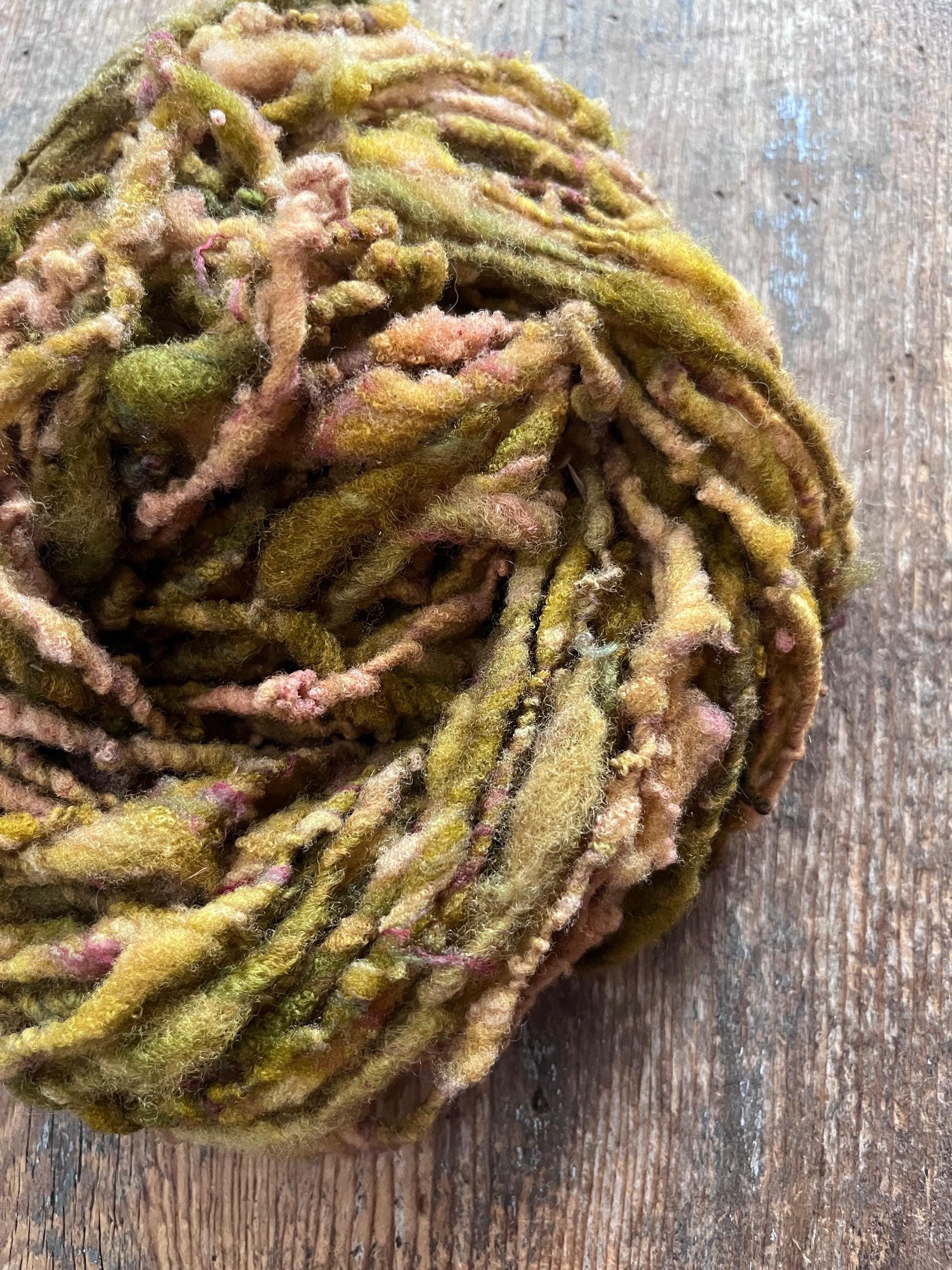 Hellebore, handspun nubbly squishy chunky handspun Southdown wool art yarn