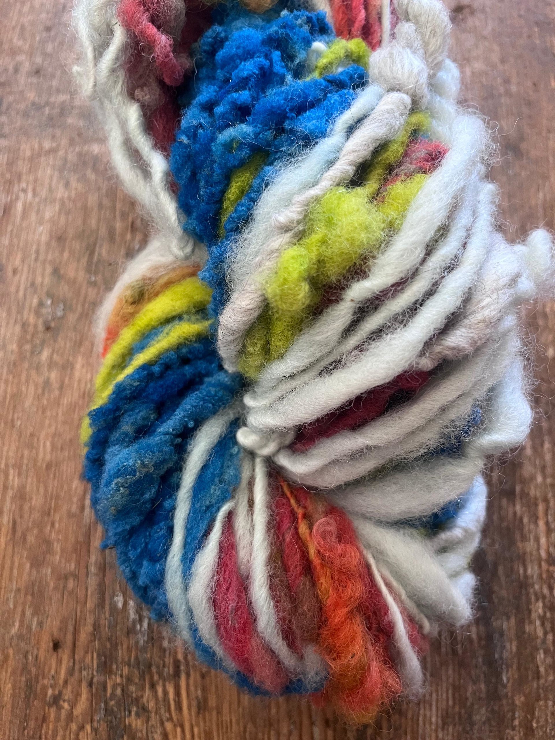 Bravissima 60 yards wild bright textured handspun art yarn