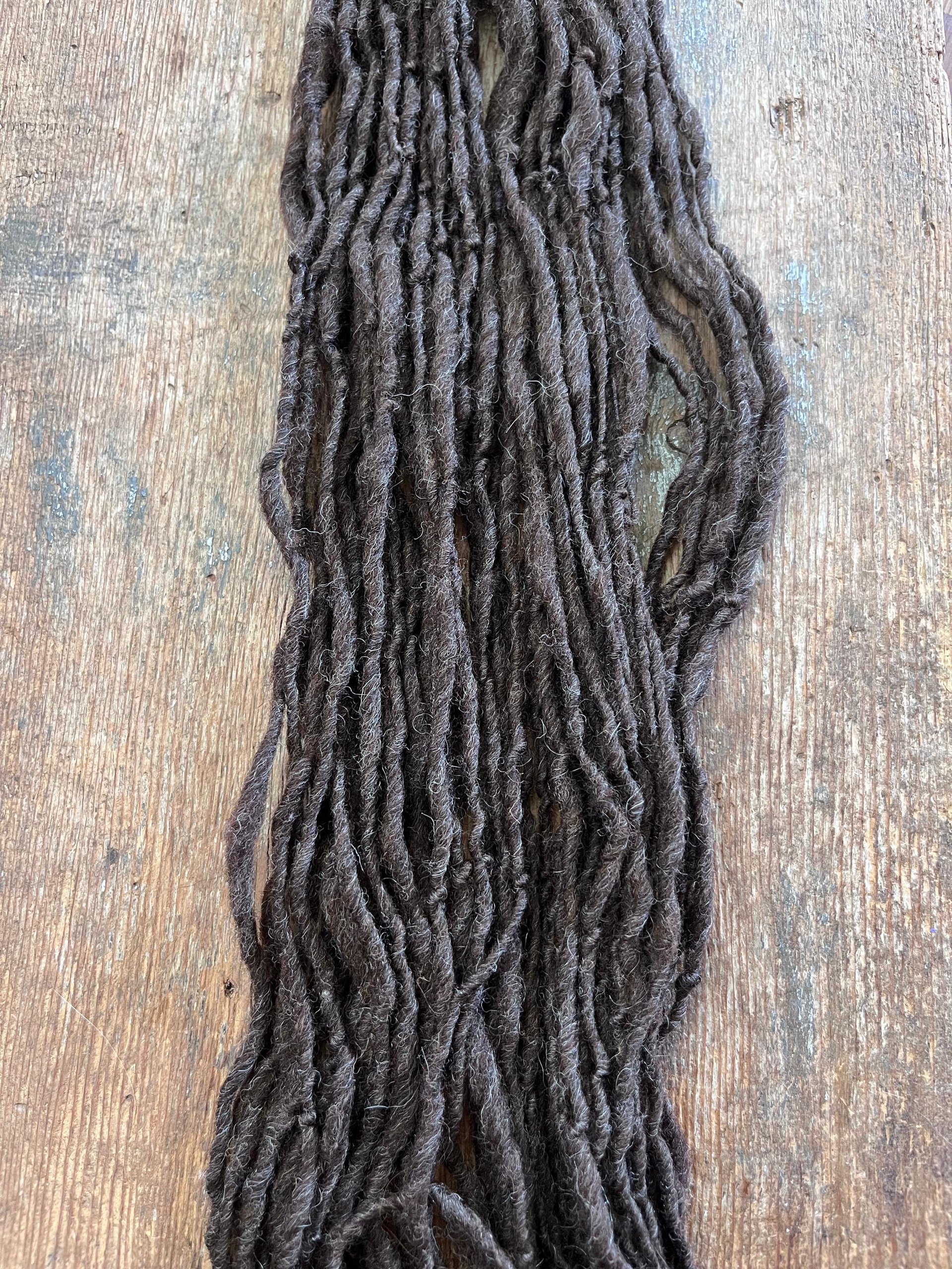 Dark brown Shetland handspun wool yarn, 50 yards