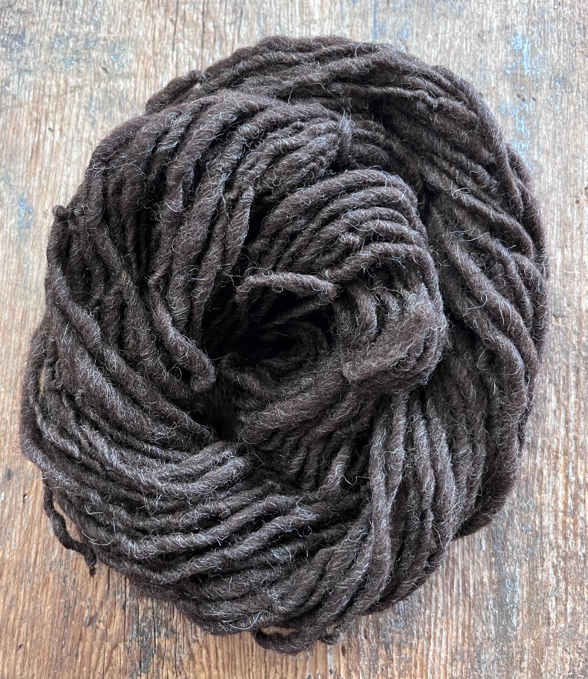 Dark brown Shetland handspun wool yarn, 50 yards