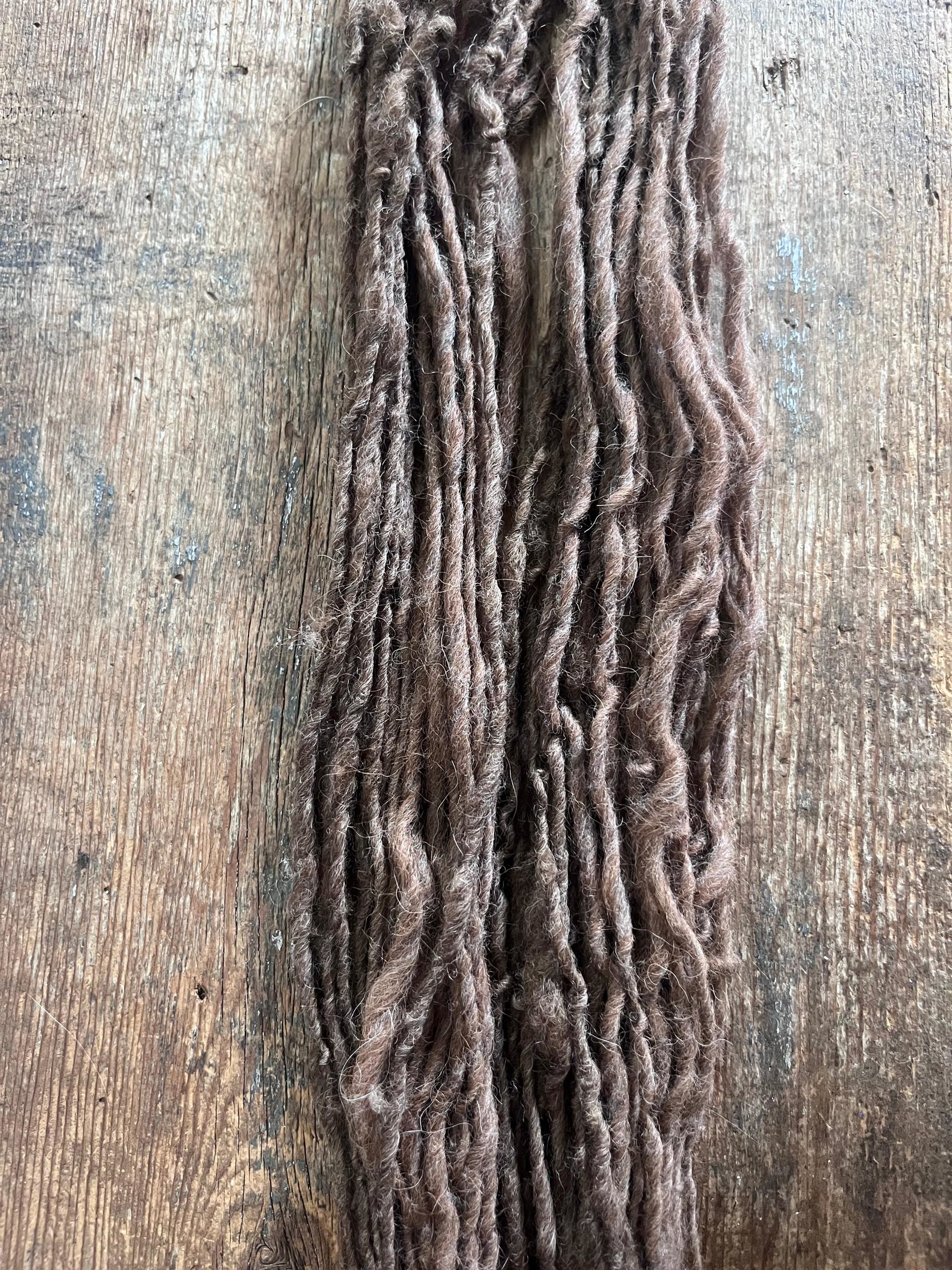 Medium brown handspun Shetland wool yarn, 50 yards