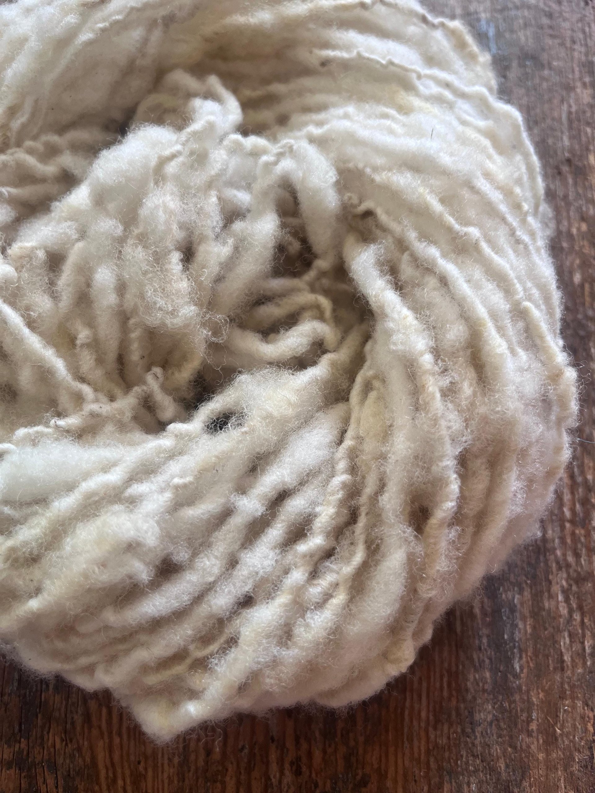 Handspun rustic white Merino art yarn, local wool, undyed