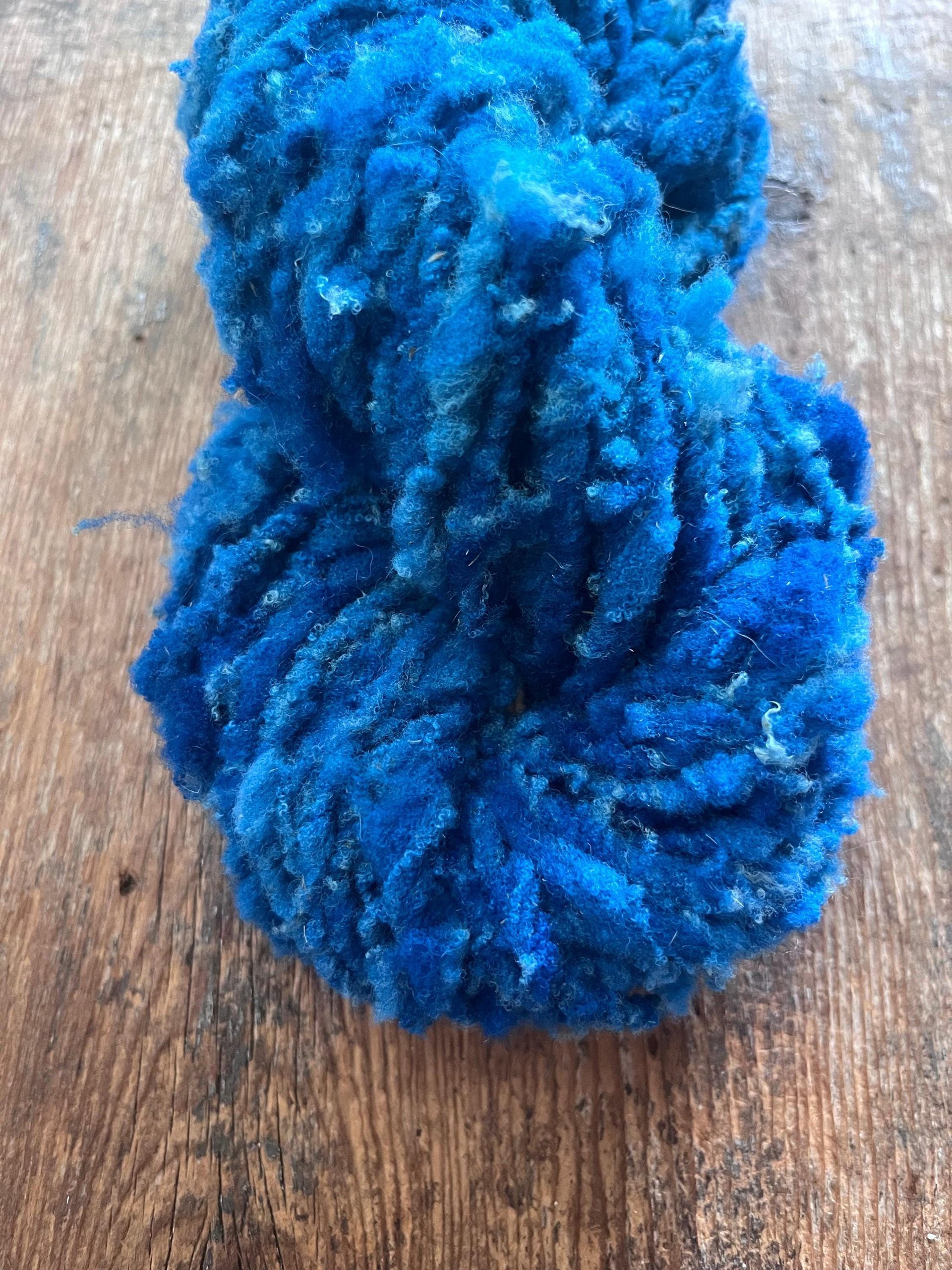 Cookie Monster Blue handspun squishy Southdown wool art yarn