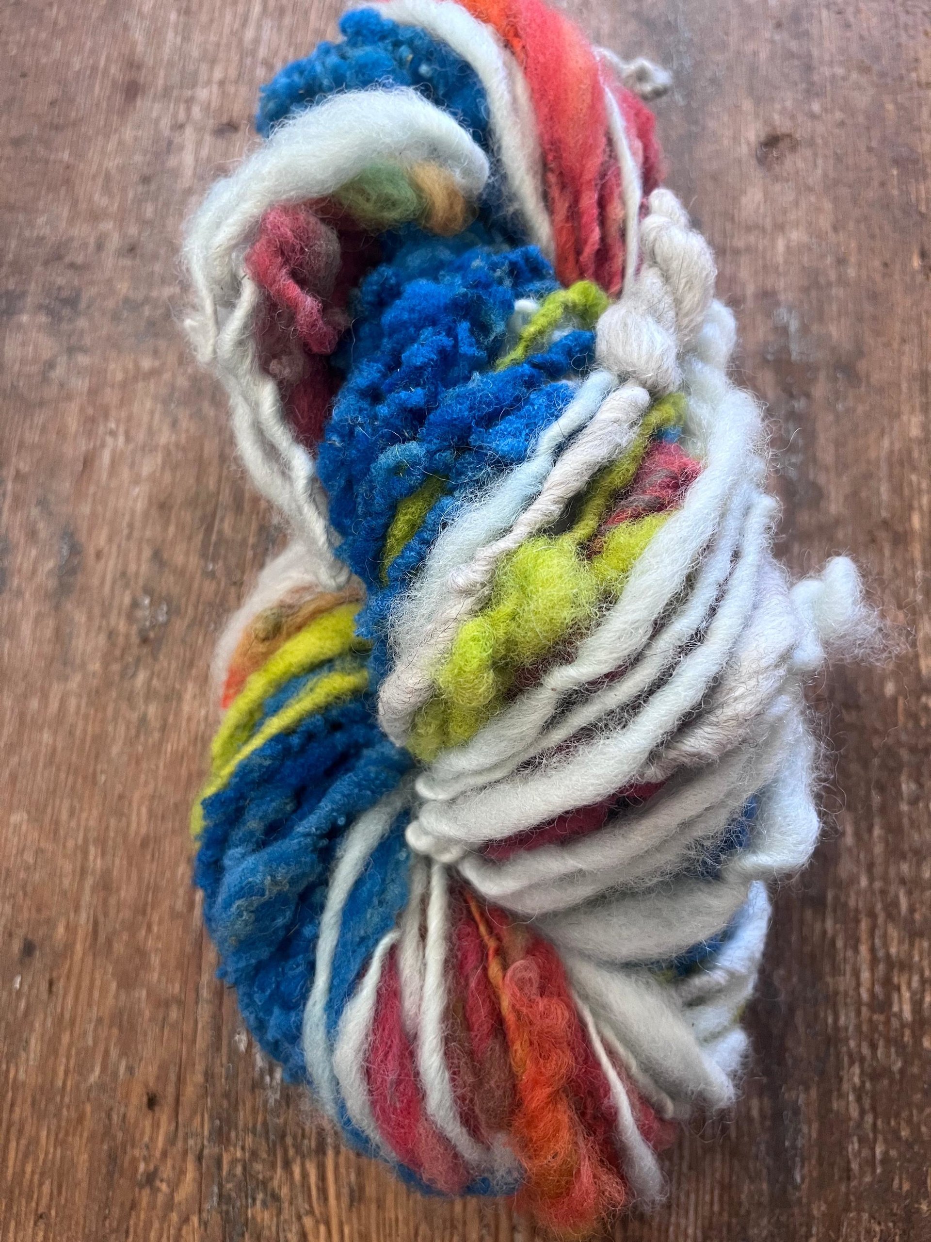 Bravissima 60 yards wild bright textured handspun art yarn