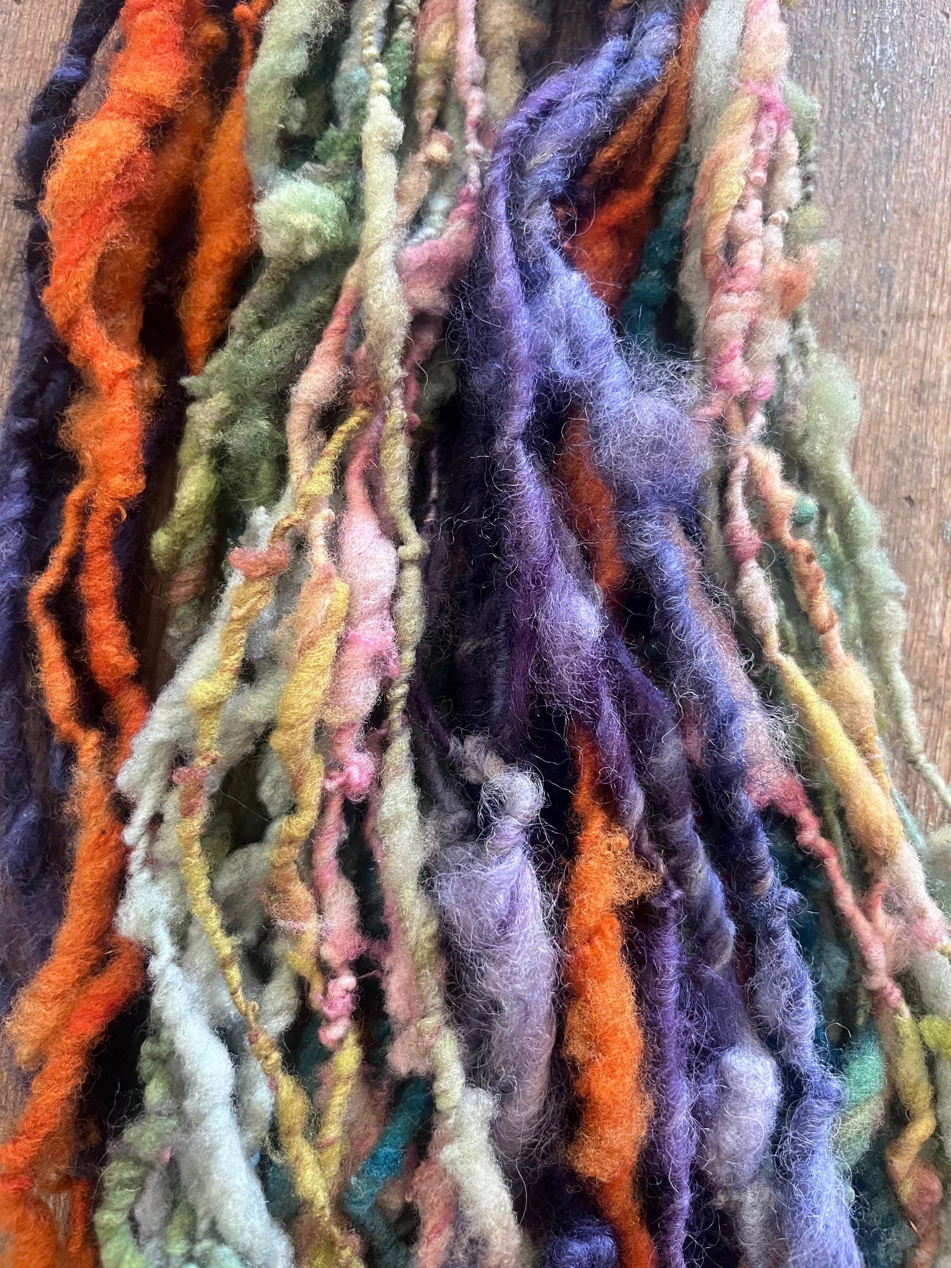 Hopeful - 60 yard scrappy rainbow art yarn skein