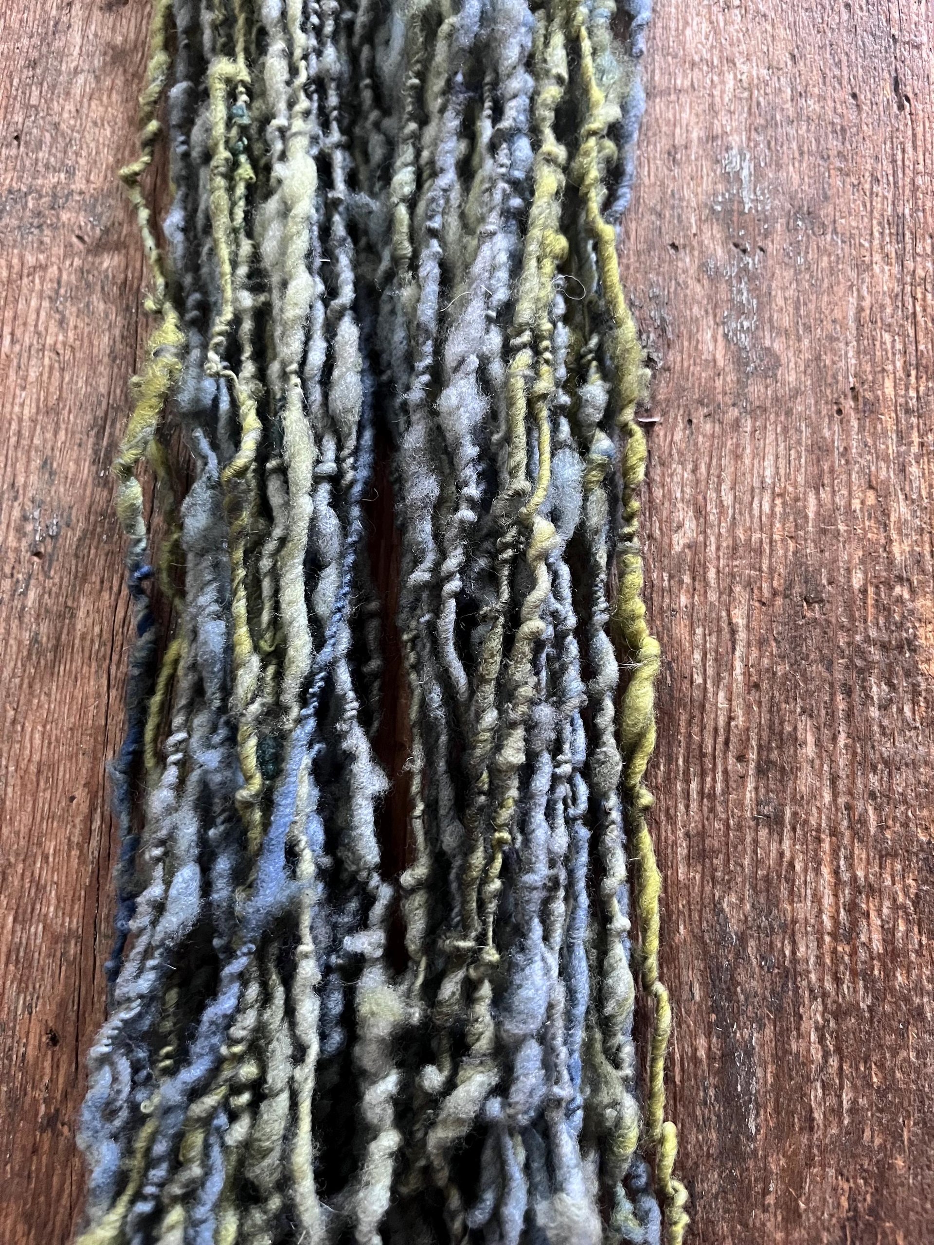 Chicory Blossom - blue green nubbly squishy Southdown wool art yarn