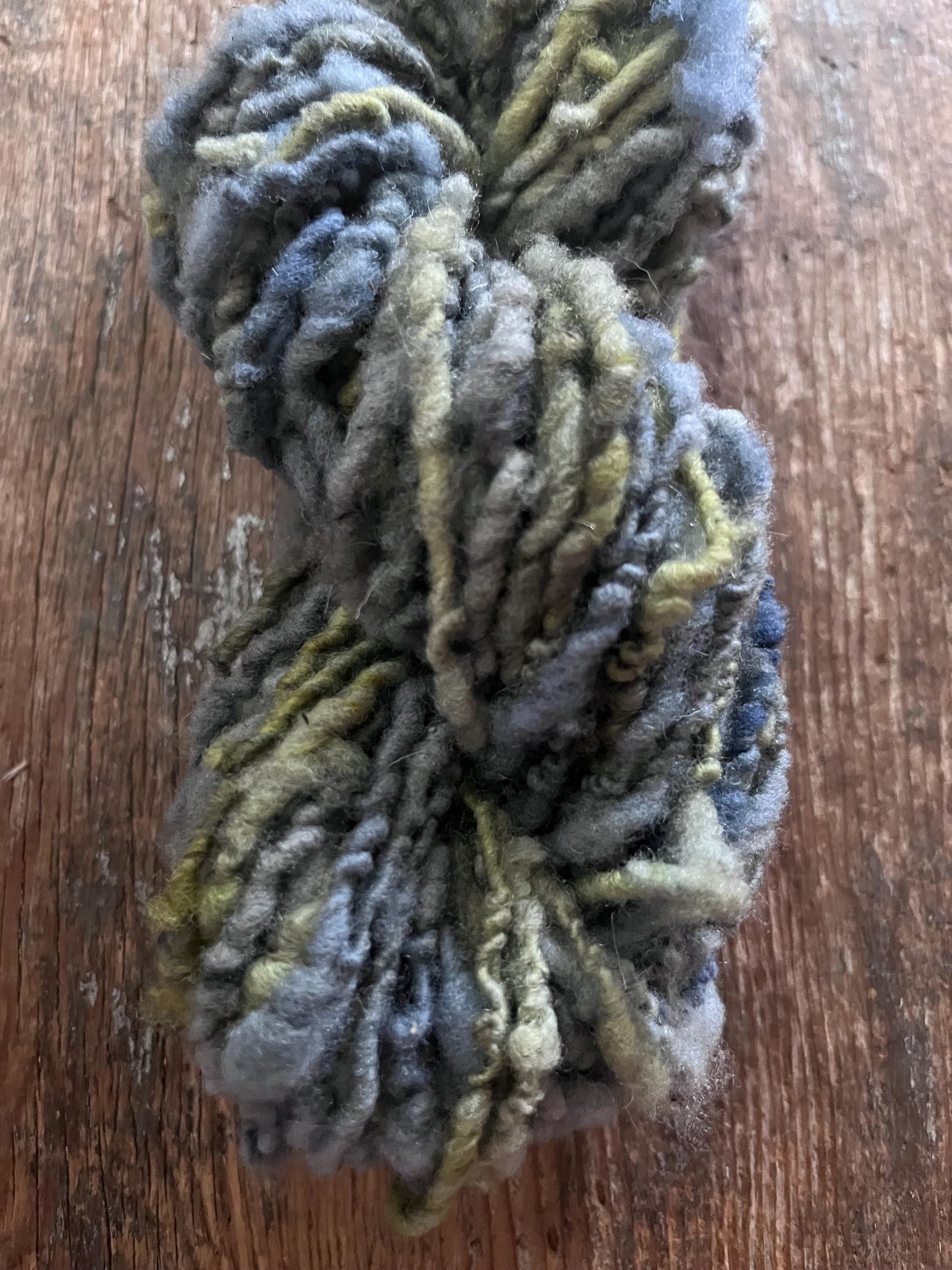 Chicory Blossom - blue green nubbly squishy Southdown wool art yarn