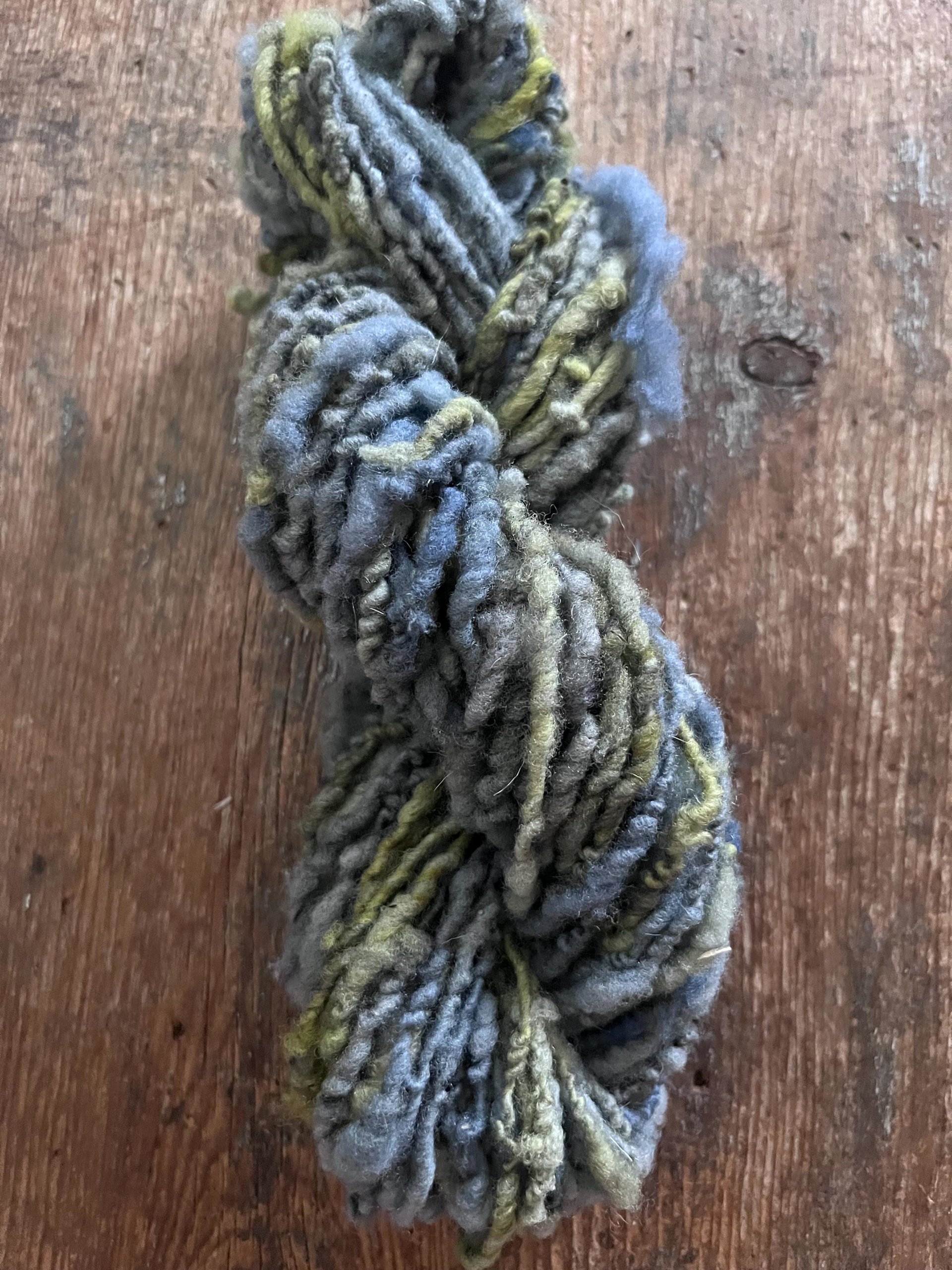 Chicory Blossom - blue green nubbly squishy Southdown wool art yarn