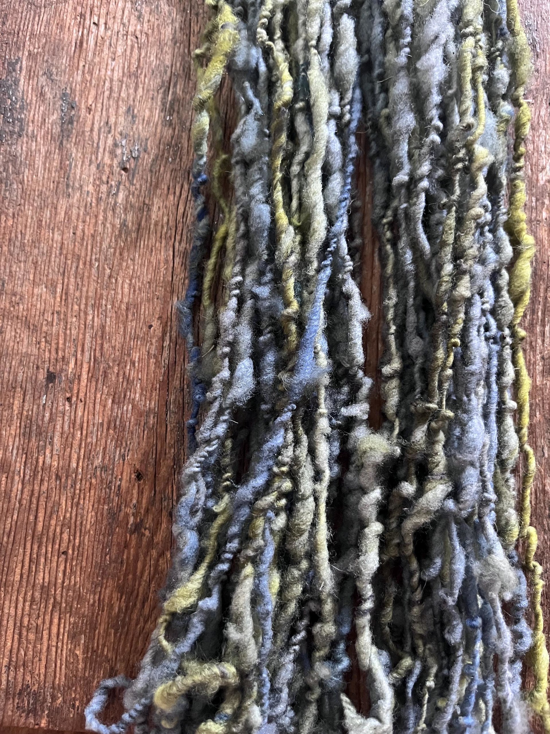 Chicory Blossom - blue green nubbly squishy Southdown wool art yarn