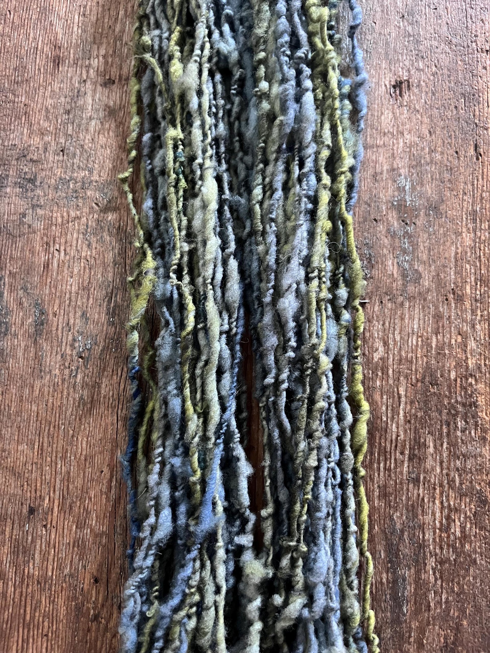 Chicory Blossom - blue green nubbly squishy Southdown wool art yarn