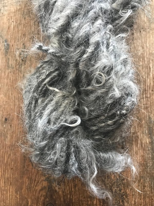 Mohair yarn, undyed natural grey, 20 yards