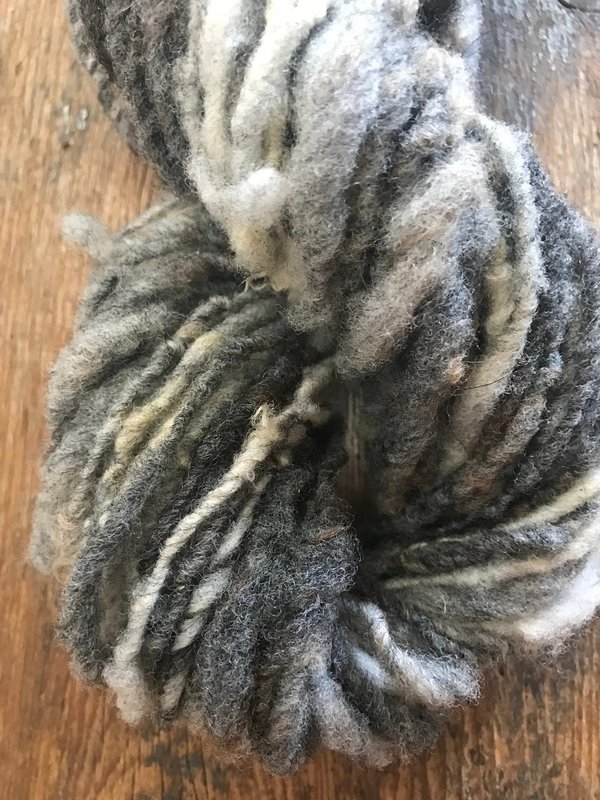 Grey undyed corriedale handspun yarn, 20 yards corriedale wool