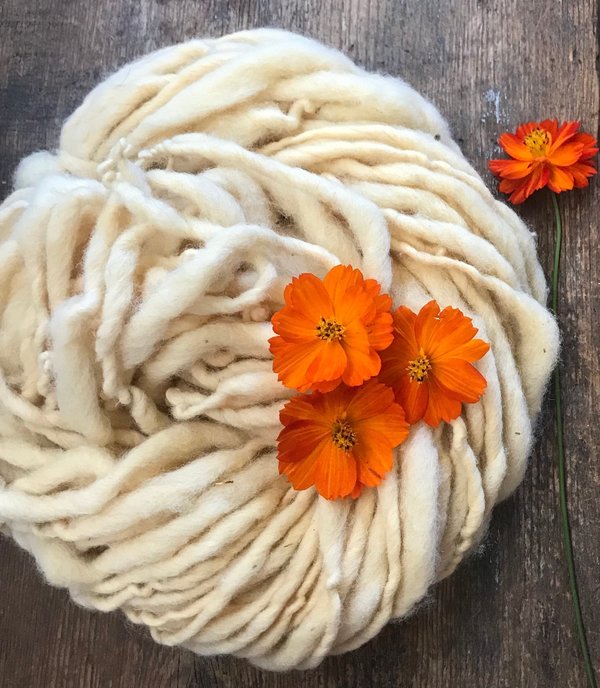 Cosmos, pastel naturally dyed handspun yarn, 50 yards