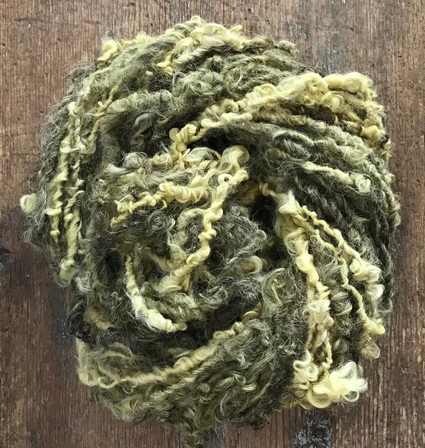 Goldenrod & Grey naturally dyed Lincoln wool locks yarn, 20 yards